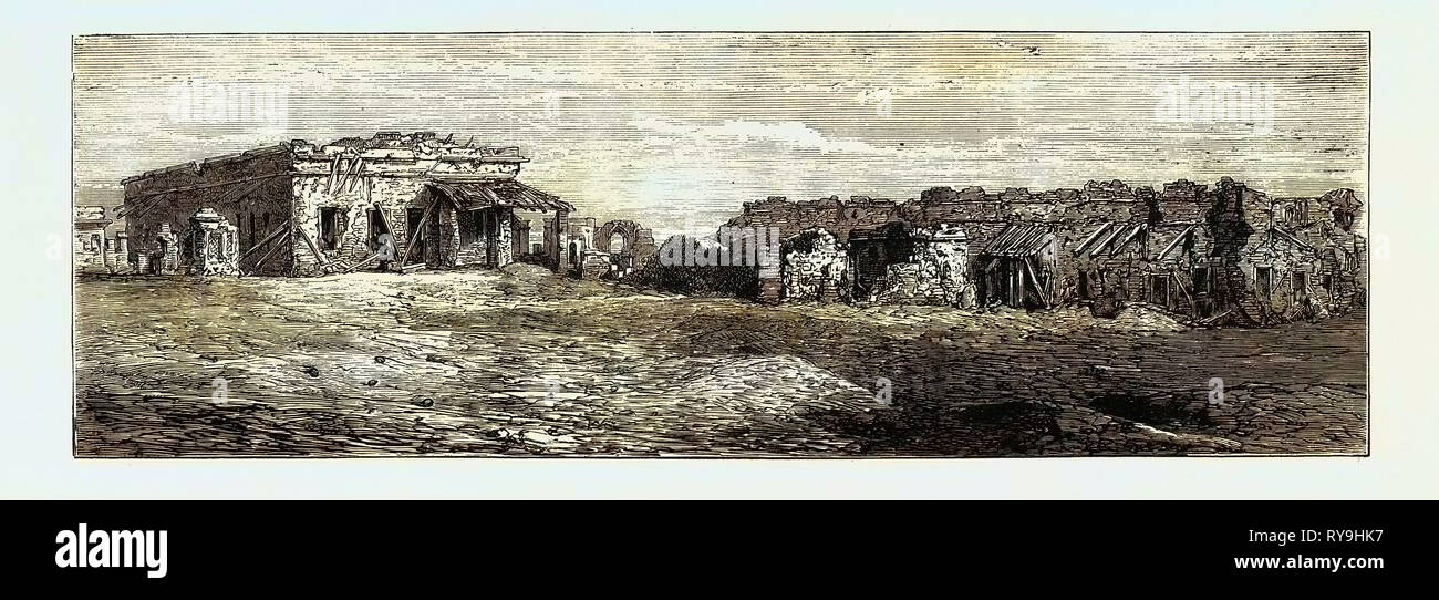 Barracks at Cawnpore, Defended by General Wheeler in 1857, Until Reduced to This Condition, Indian Rebellion Stock Photo