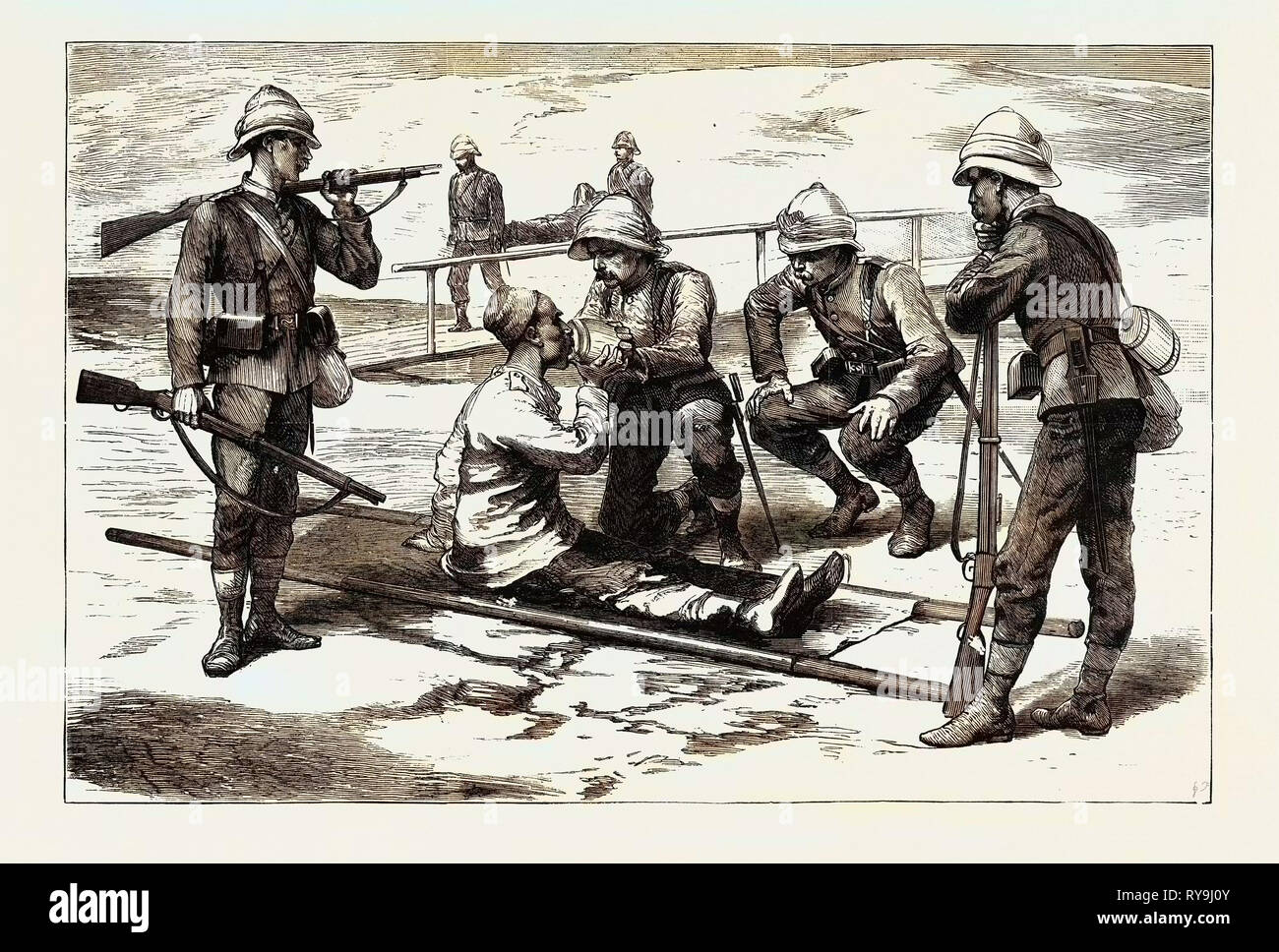 The War in Egypt: The First Prisoner of War, an Arab Wounded and Captured During the Reconnaissance in Force, August 5 Stock Photo