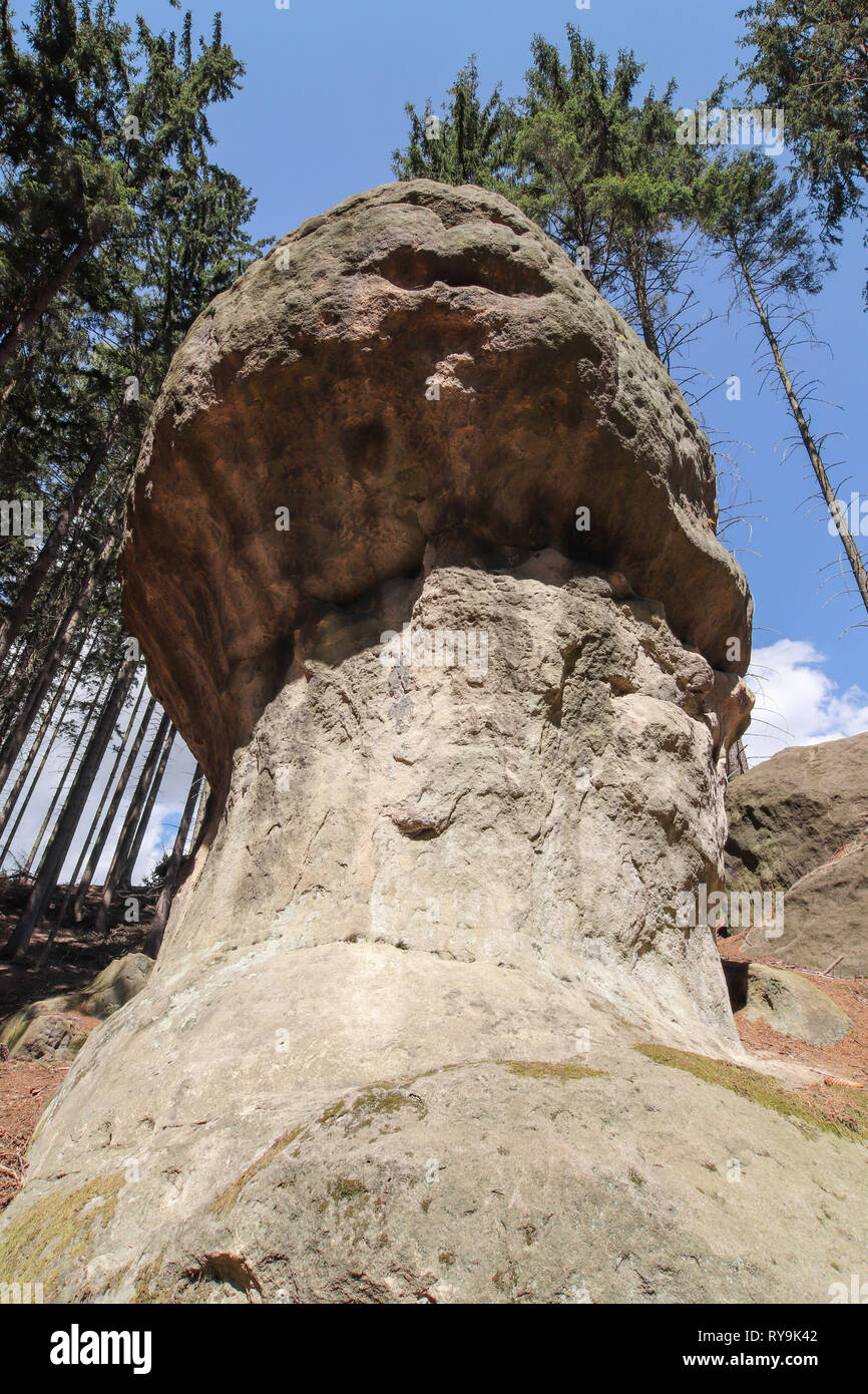 Rocks of Gnomes also Boulders of Elves original in Polish language Głazy Krasnoludków - nature preserve of the bizarre rock formations in the Poland Stock Photo