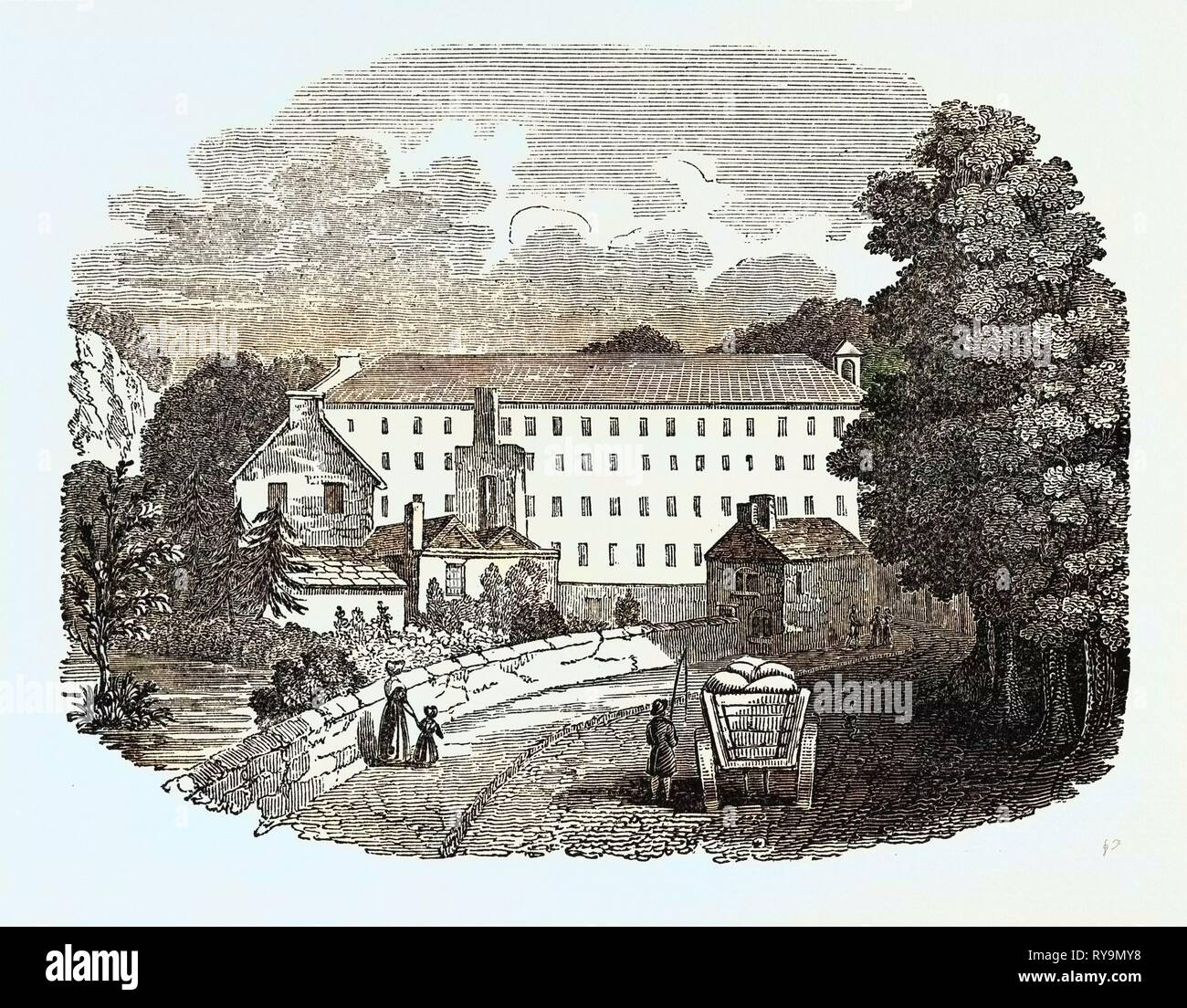 THE FIRST COTTON MILL AT CROMFORD, Derbyshire, England, UK Stock Photo