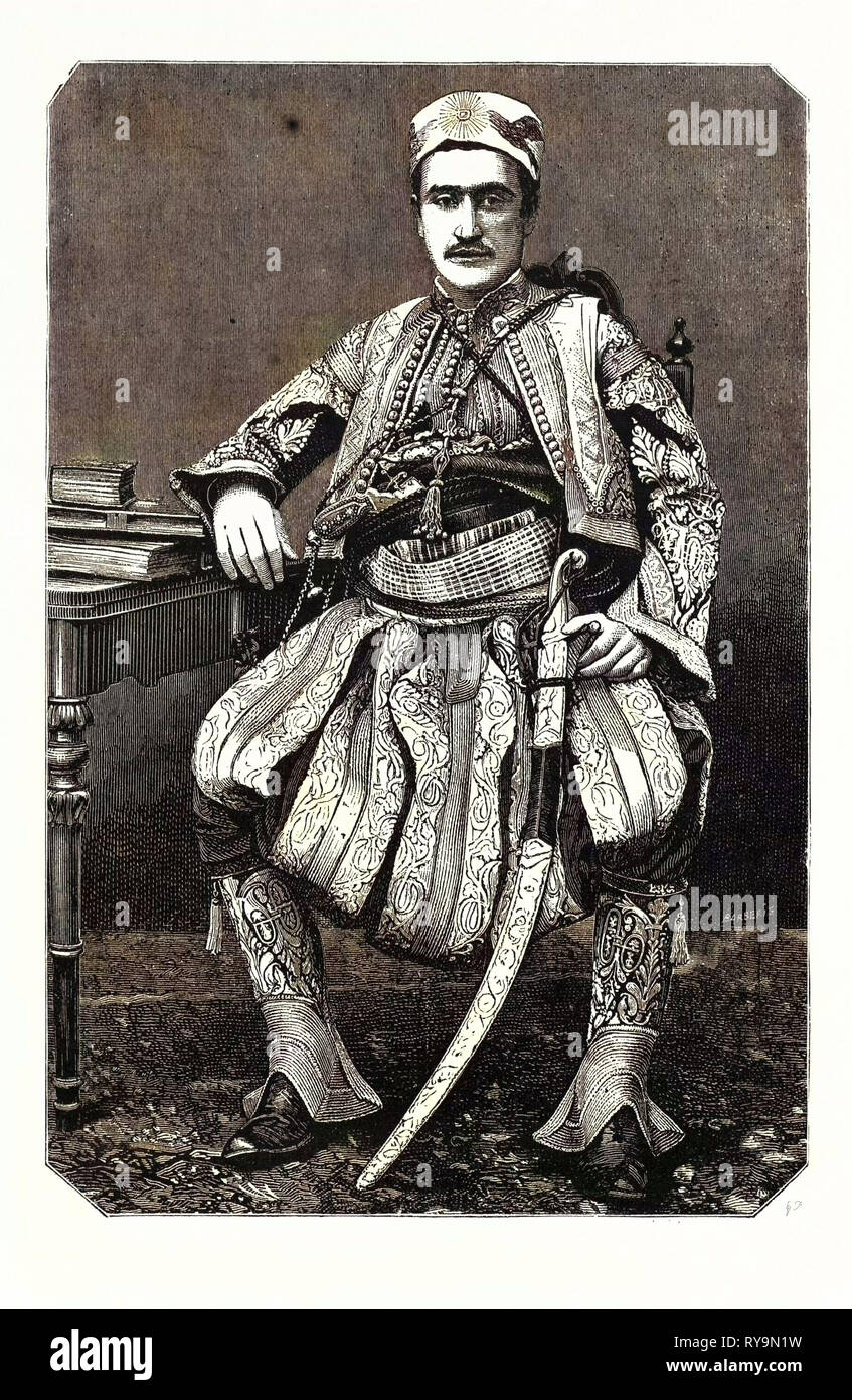 The Miridite Prince Prinkdodee, President of the Provisional Albanian National Government. Albania, Engraving 1880 1881 Stock Photo