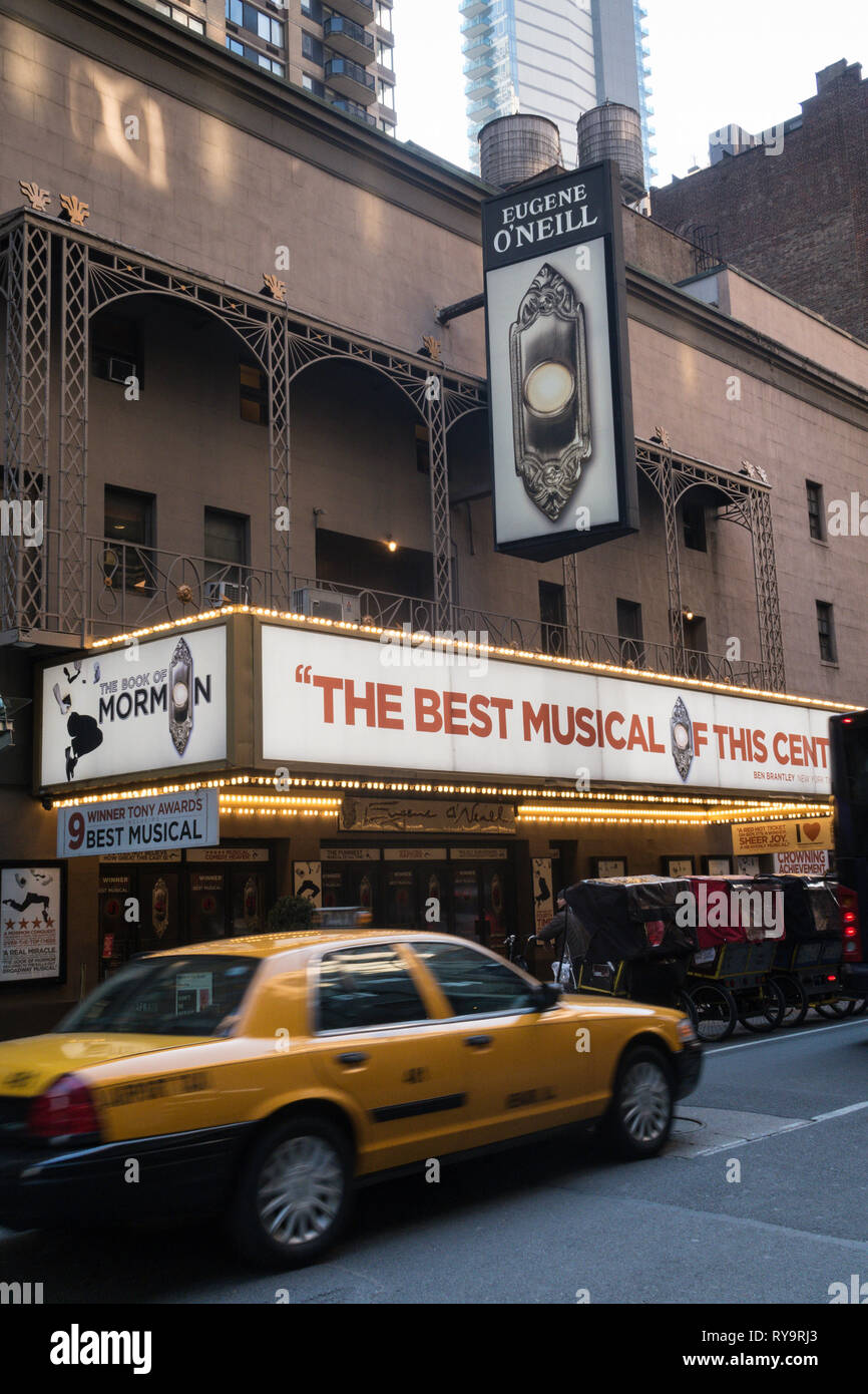 "Book of Mormon" Eugene O'Neill Theatre Marquee, Times Square, NYC, USA