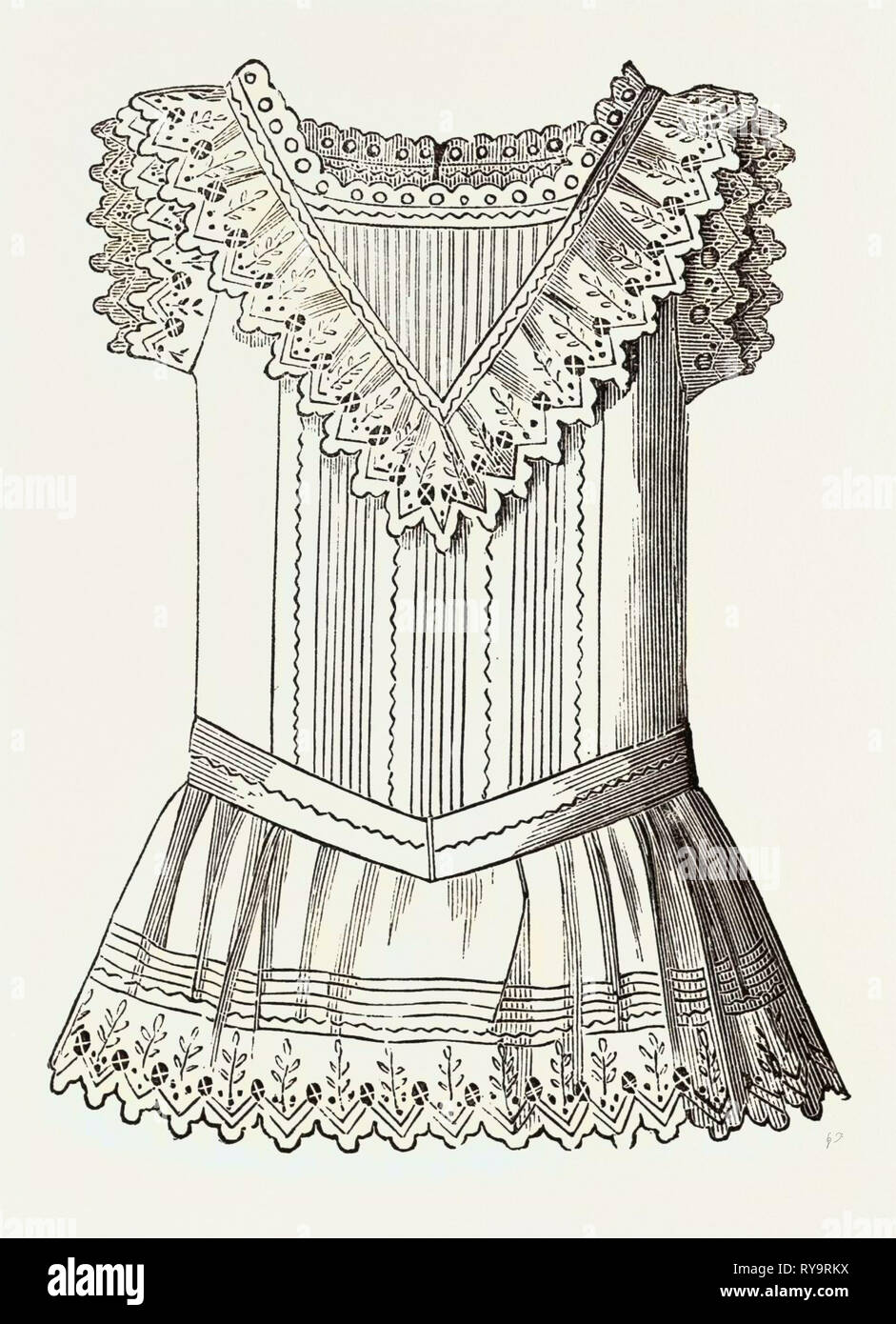 Pinafore for Girl of Three, Front, 1882, Fashion Stock Photo