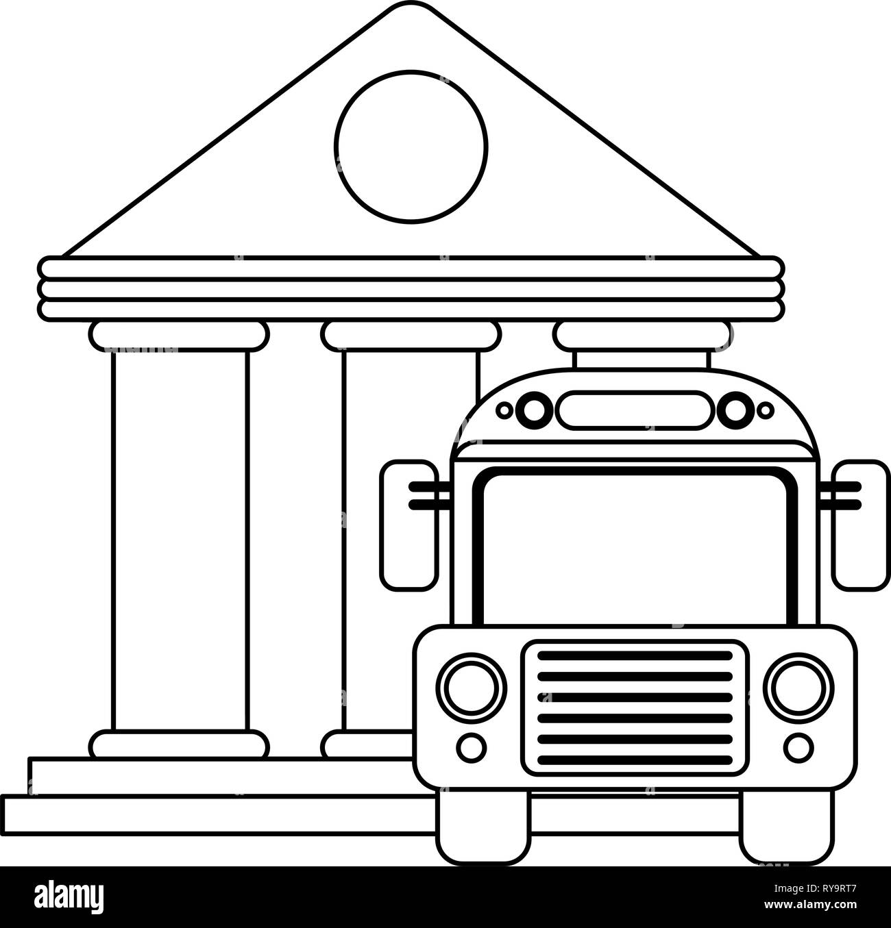 School bus, school building Black and White Stock Photos & Images - Alamy
