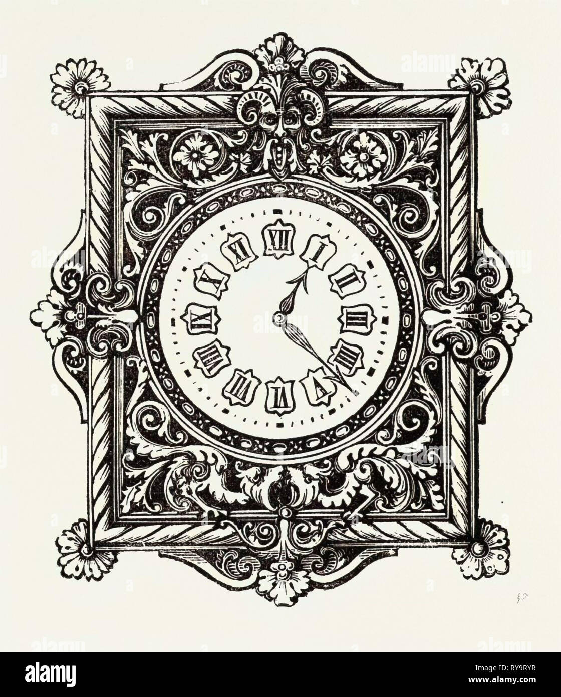 Renaissance Clock, Engraving 1882 Stock Photo Alamy