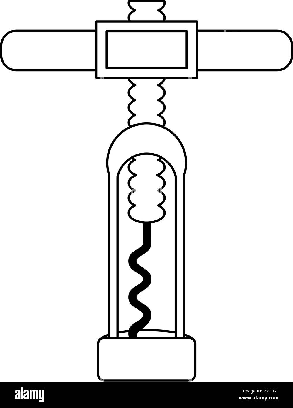 Wine corkscrew symbol isolated black and white Stock Vector Image & Art ...