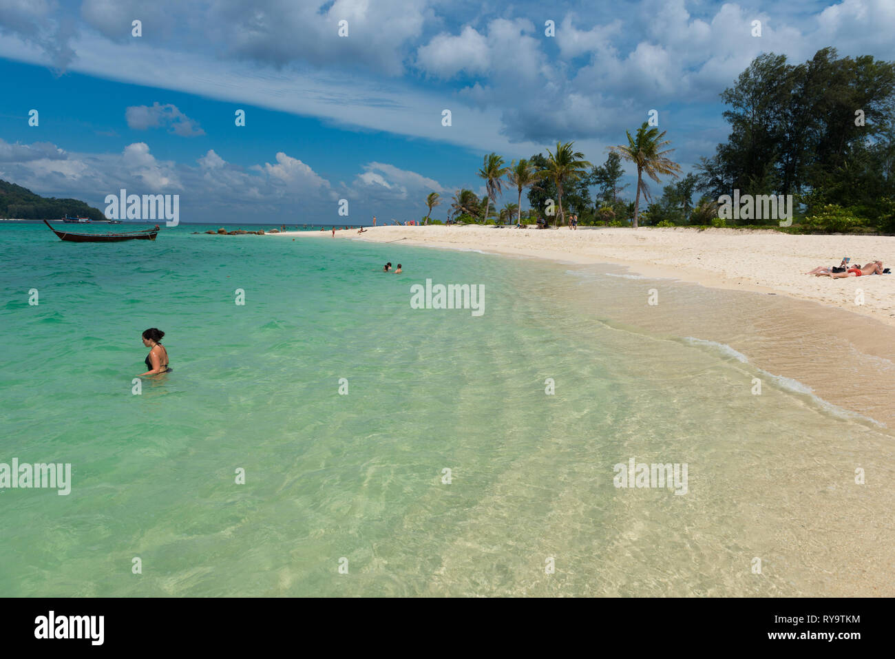 Beach fun on Koh Lipe pristine beach and sea, Thailand Stock Photo