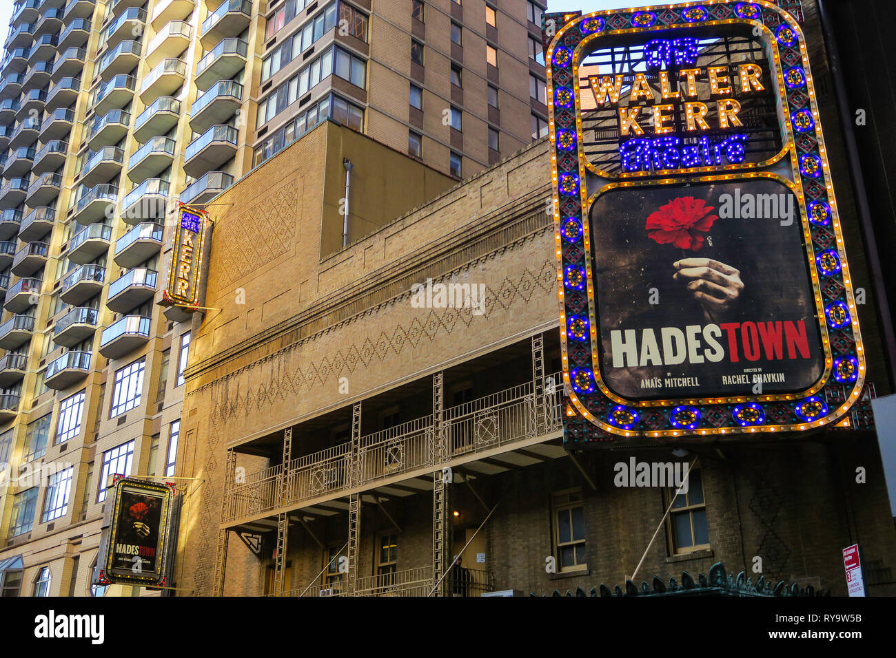 Walter Kerr Theatre Marquee Featuring "Hades Town", NYC Stock Photo Alamy