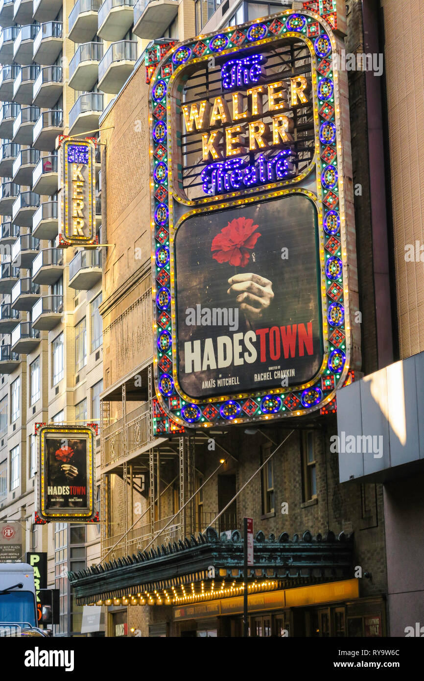Walter Kerr Theatre Marquee Featuring "Hades Town", NYC Stock Photo Alamy