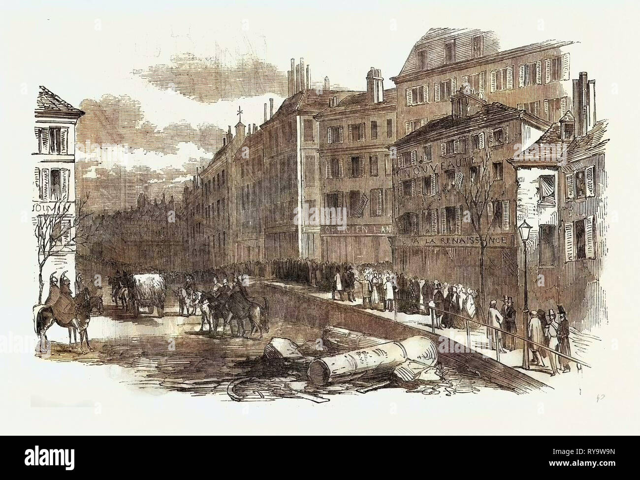The Revolution in France: Barricade, Boulevard Bonne Nouvelle, Paris, 1851 Stock Photo