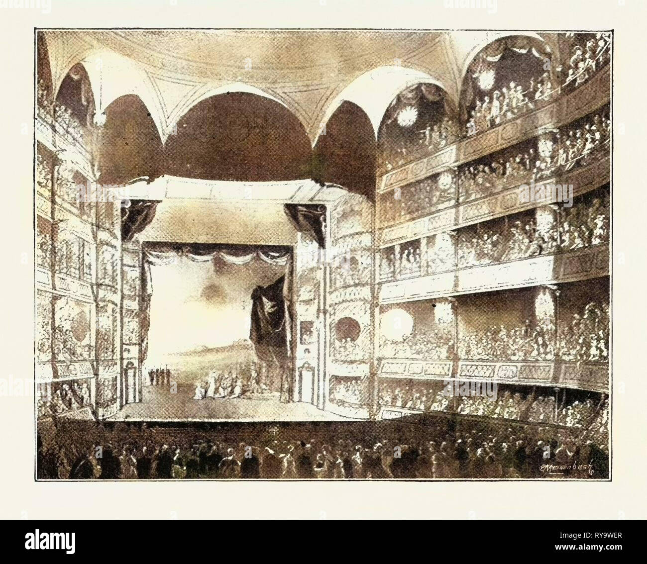 Stage of Drury Lane Theatre in 1808, London, UK, 1893 Engraving Stock