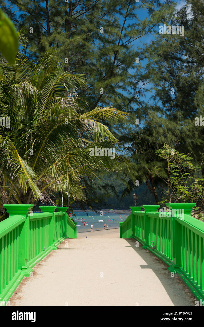 Green bridge to Kamala beach, Phuket, Thailand Stock Photo