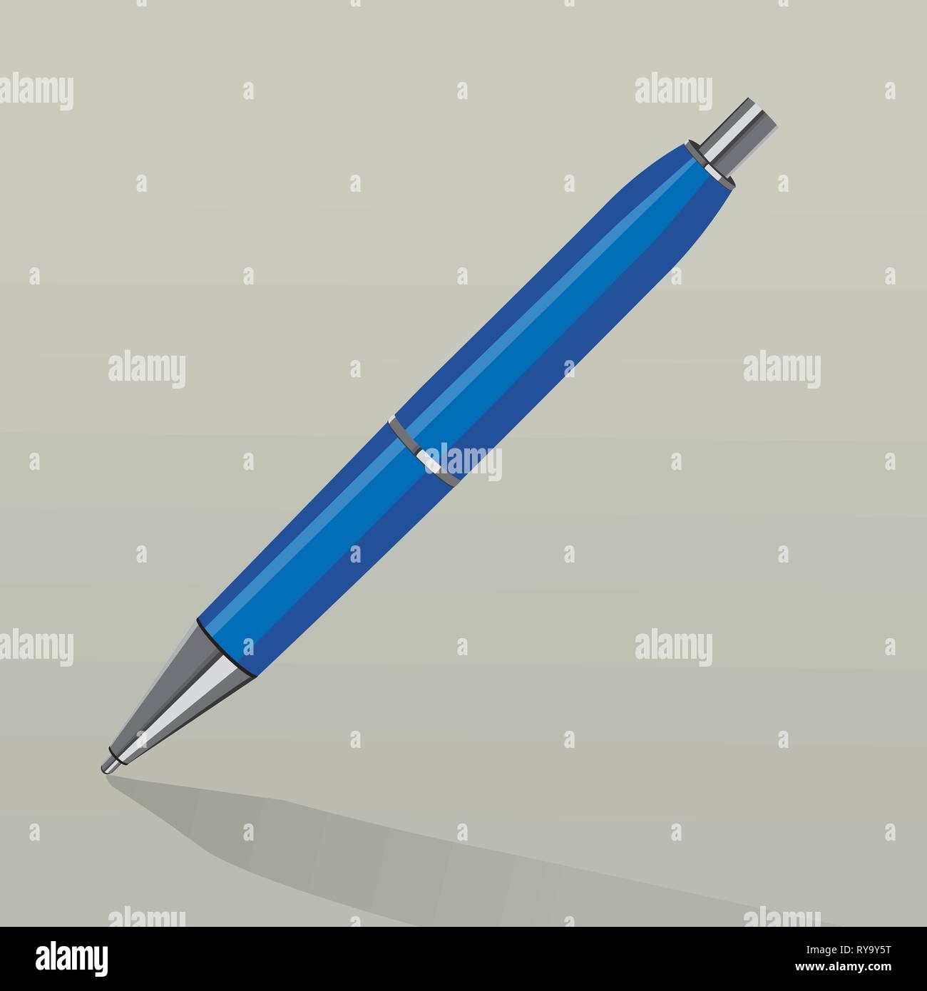 An illustration of a blue ballpoint pen Stock Vector