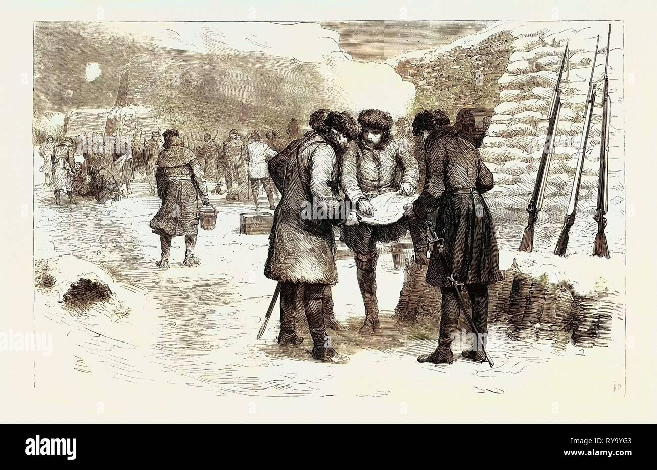 Gordon in the Crimea 1855 in the Trenches Before Sebastopol. His First Definite Order on Active Service...Was to Effect a Junction by Means of Rifle-Pits Between the French and English Sentries Who Were Stationed in Advance of the Trenches Stock Photo