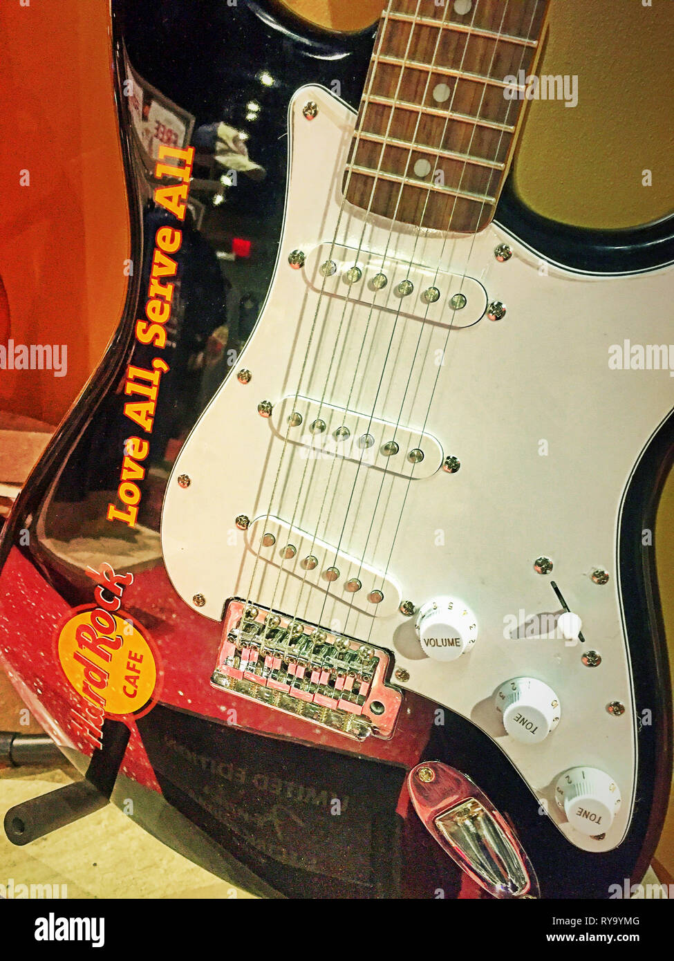 Souvenirs At The Hard Rock Cafe Gift Shop Times Square NYC USA Stock 
