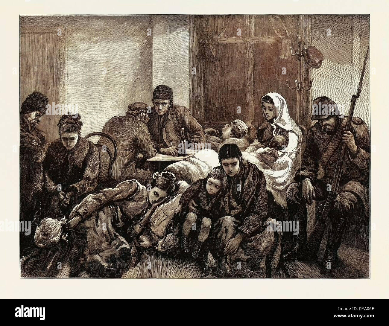 The Russo-Turkish War, Opening of the Campaign in Europe: Families Migrating from Ibraila, Waiting for the Midnight Train Stock Photo