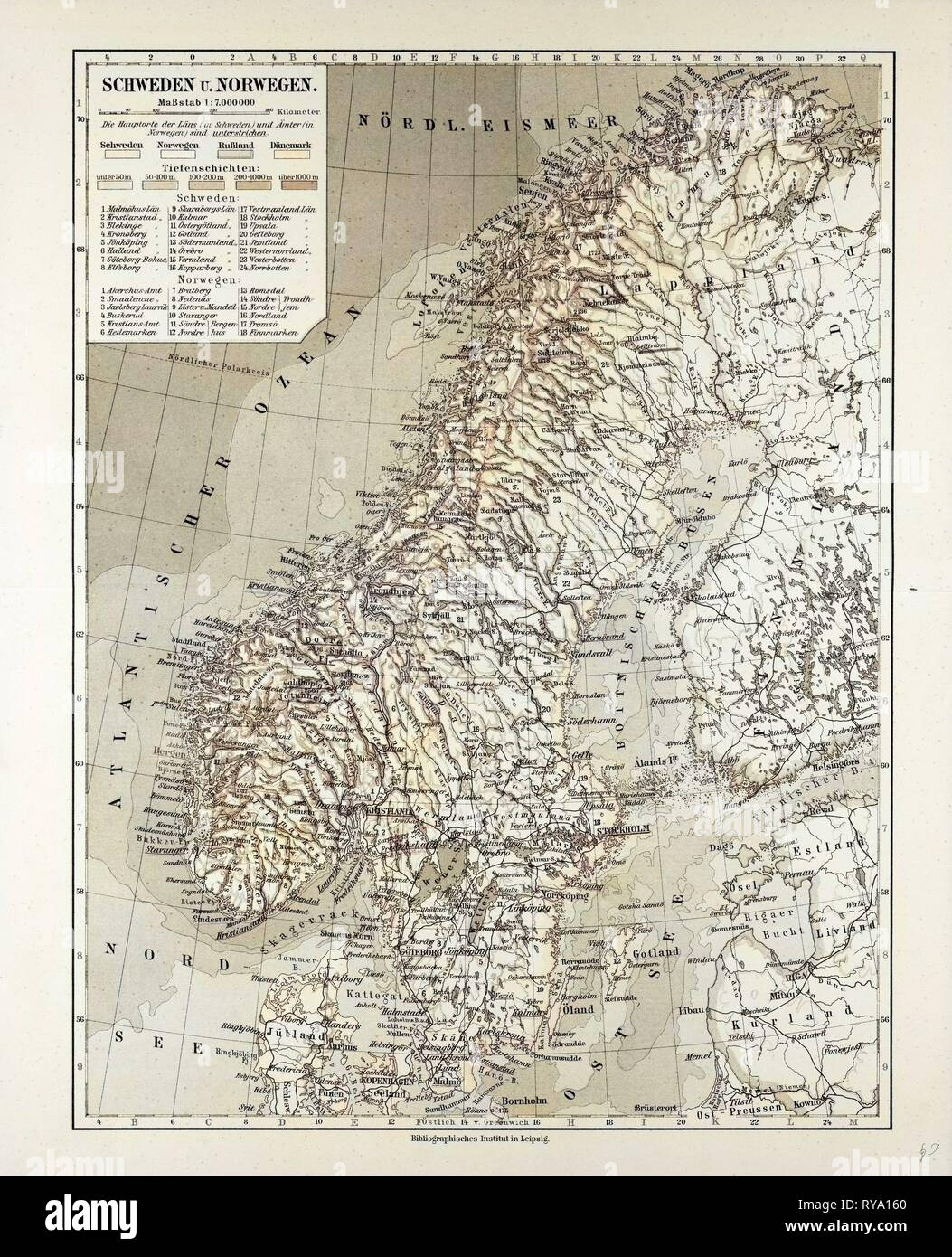 Map of Norway and Sweden 1899 Stock Photo - Alamy