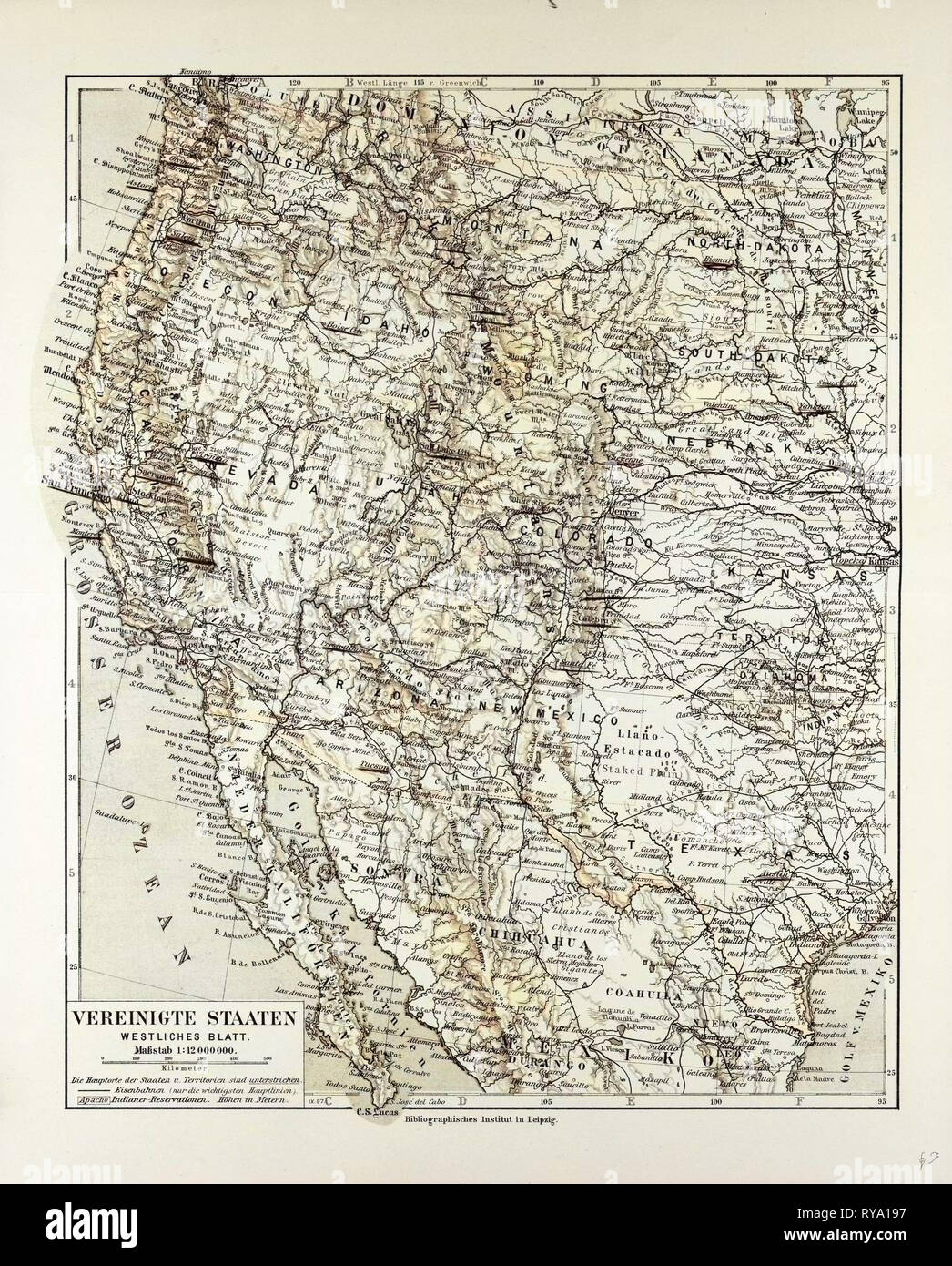 Vintage Map 1922 UNITED STATES Western States; inset of Yosemite Valley
