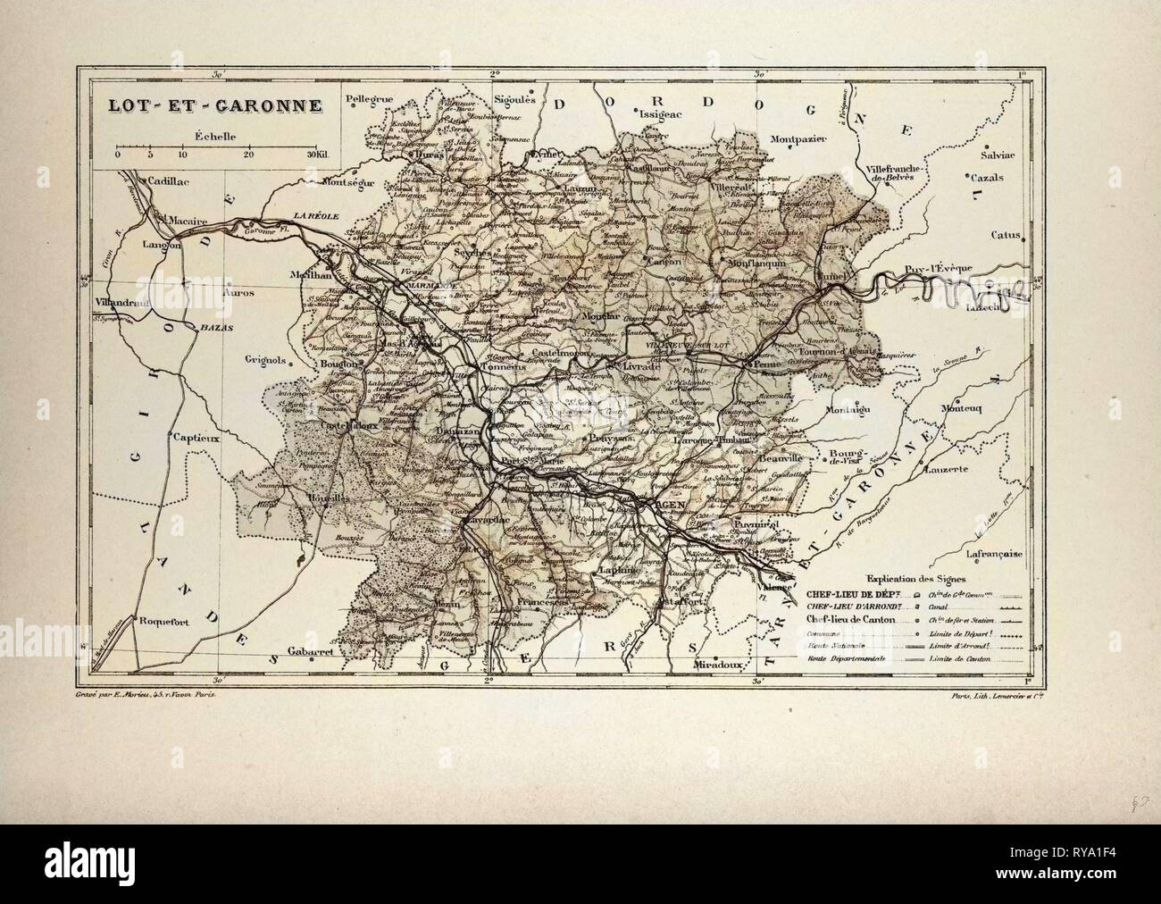 Lot Et Garonne Map Map Of Lot-Et-Garonne France Stock Photo - Alamy
