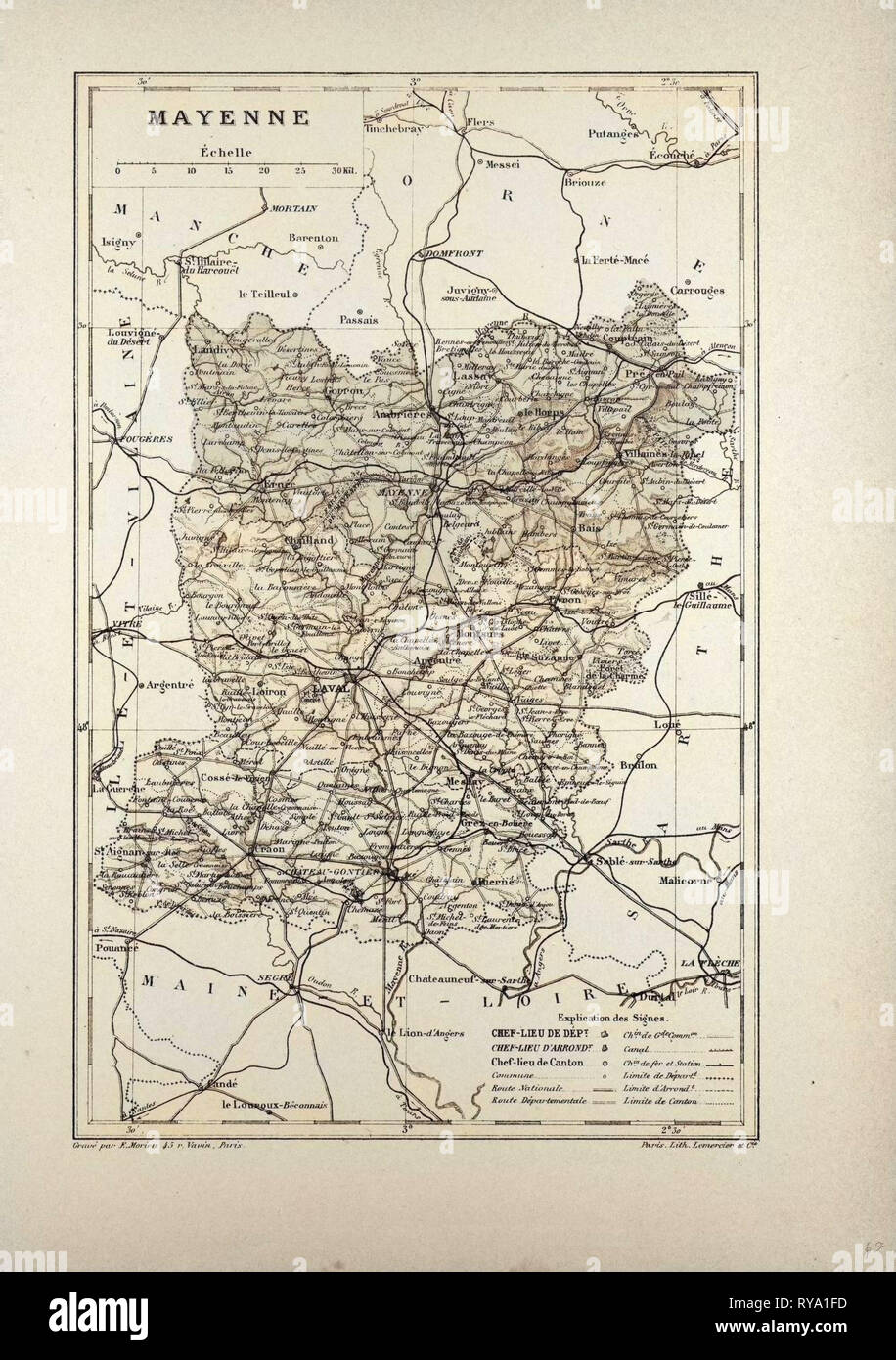 Map Of Mayenne Region France Map Of Mayenne France Stock Photo - Alamy