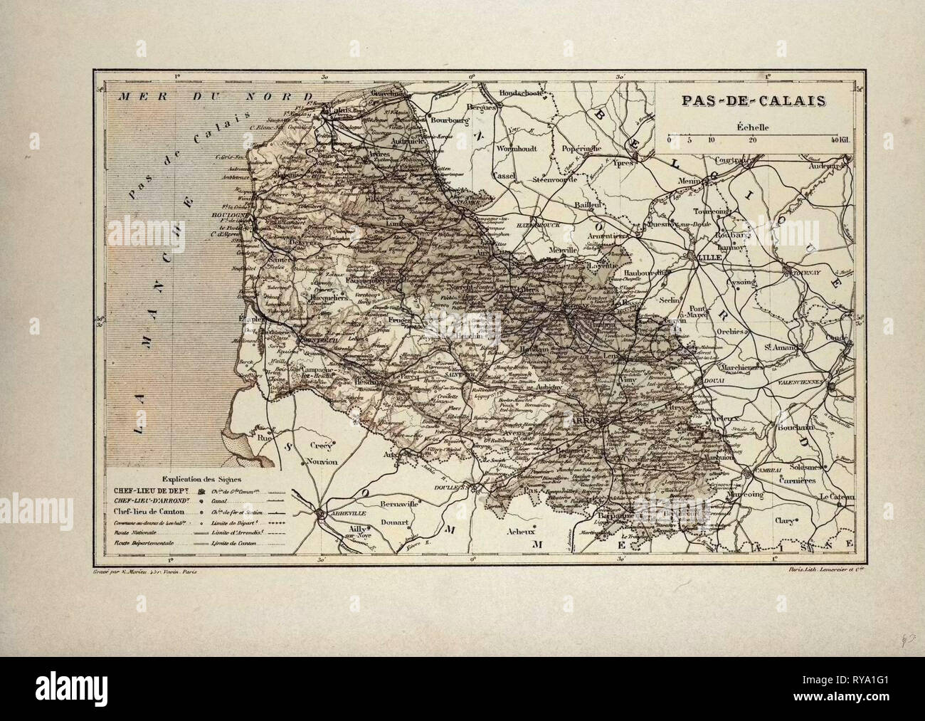 Map of Pas-De-Calais France Stock Photo