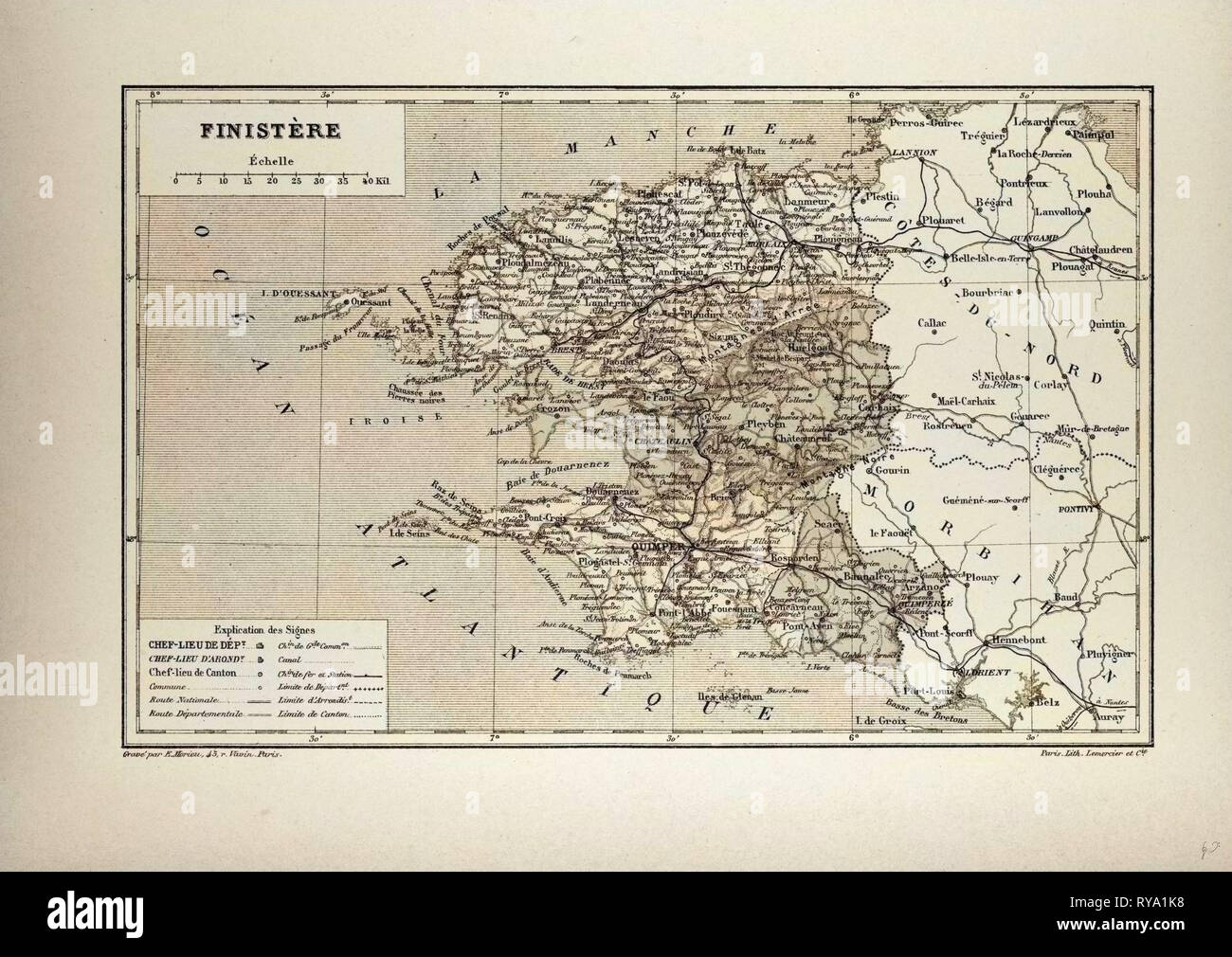 Map of Finistère France Stock Photo - Alamy