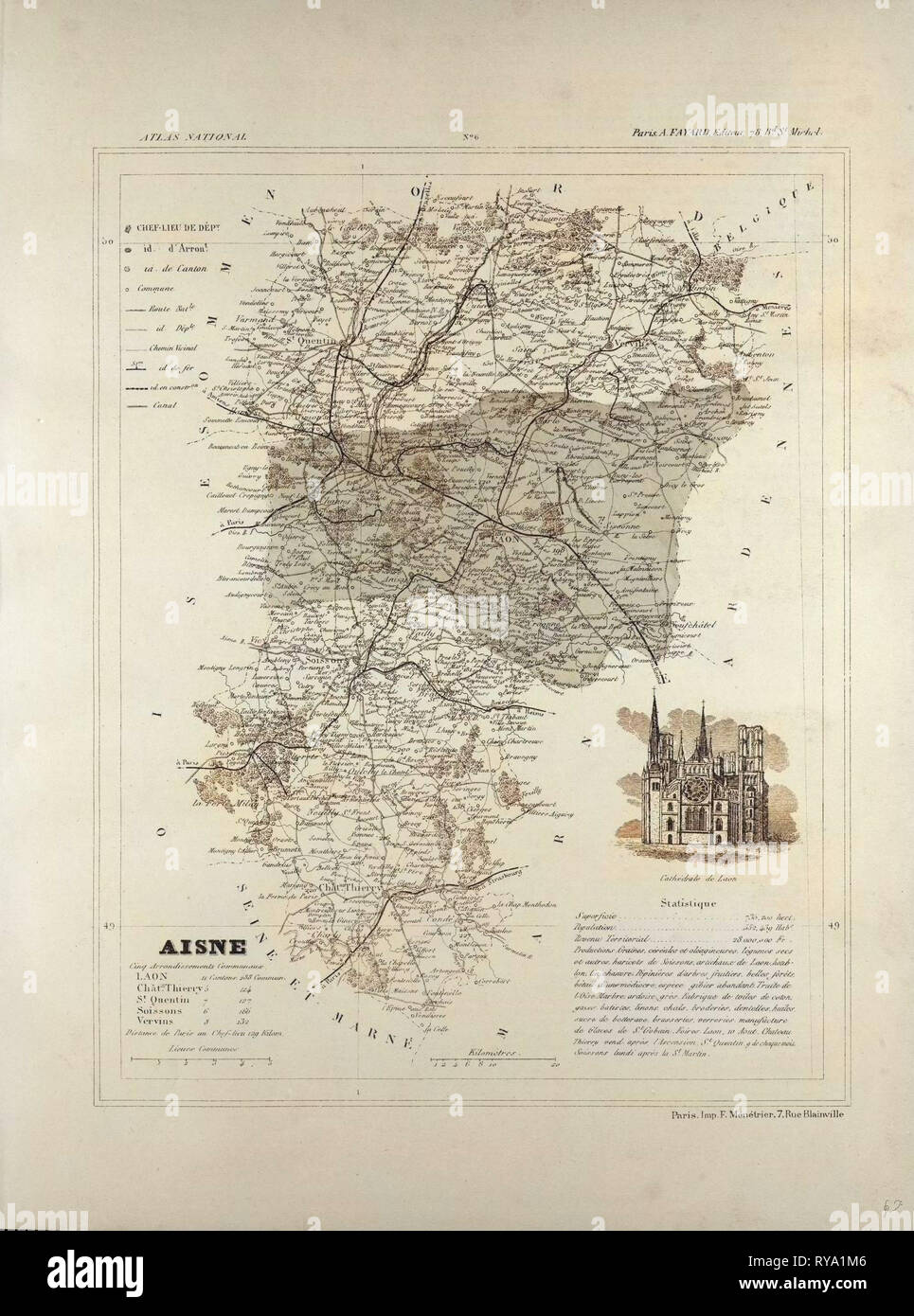 Map of Aisne France Stock Photo
