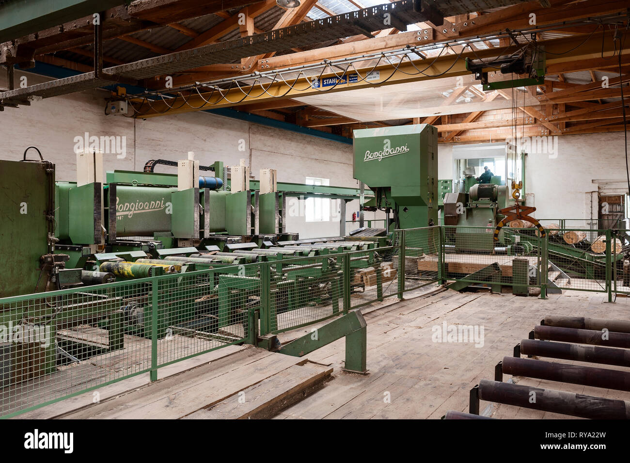 Machinery in lumber factory Stock Photo Alamy