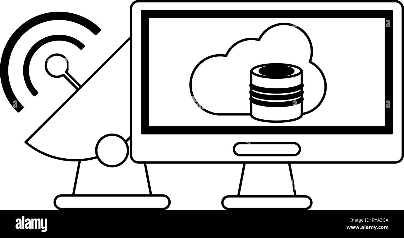 Cloud computing technology in black and white Stock Vector Image & Art ...