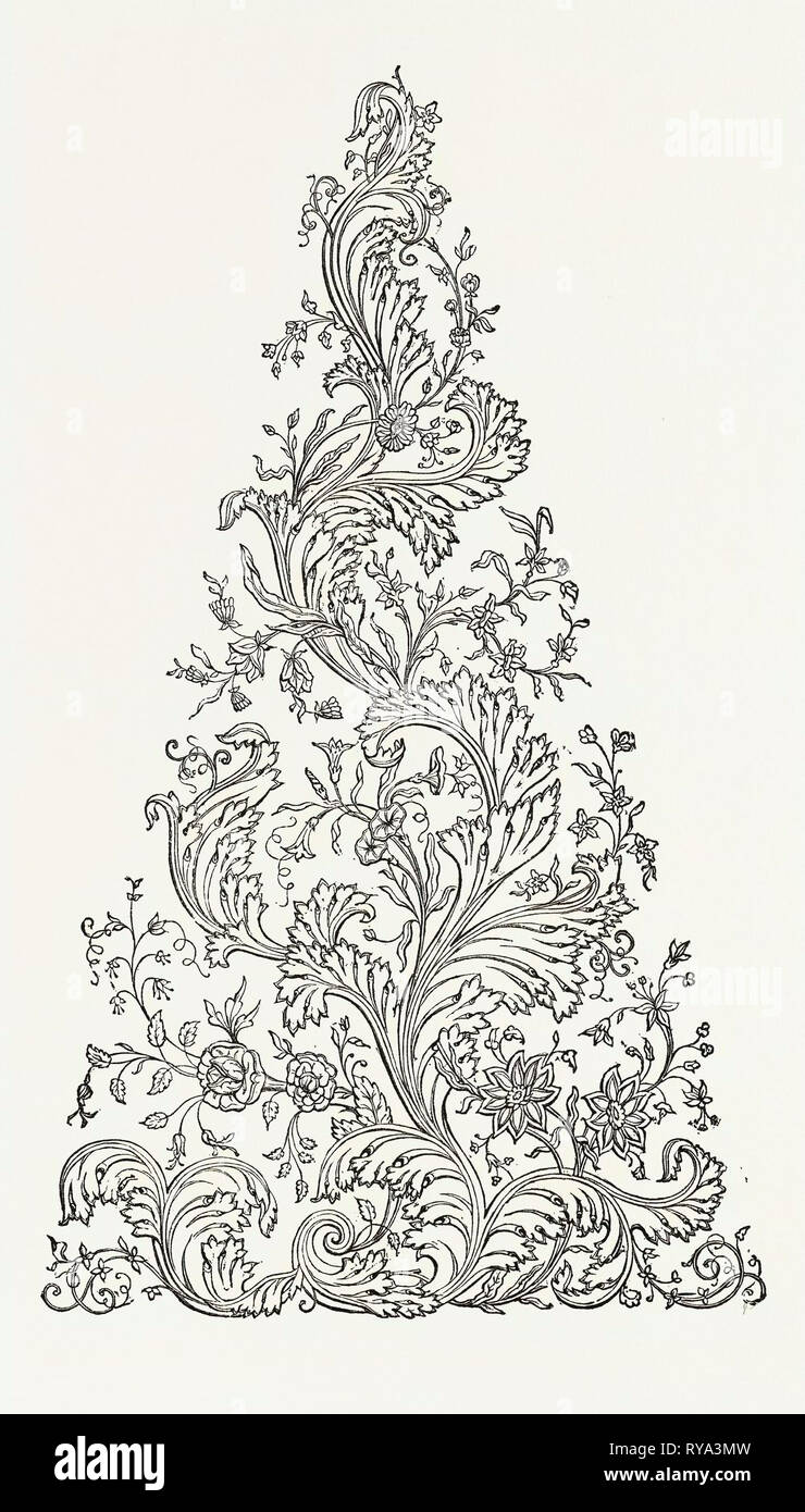 Worked Muslin Dress. 1851 Stock Photo