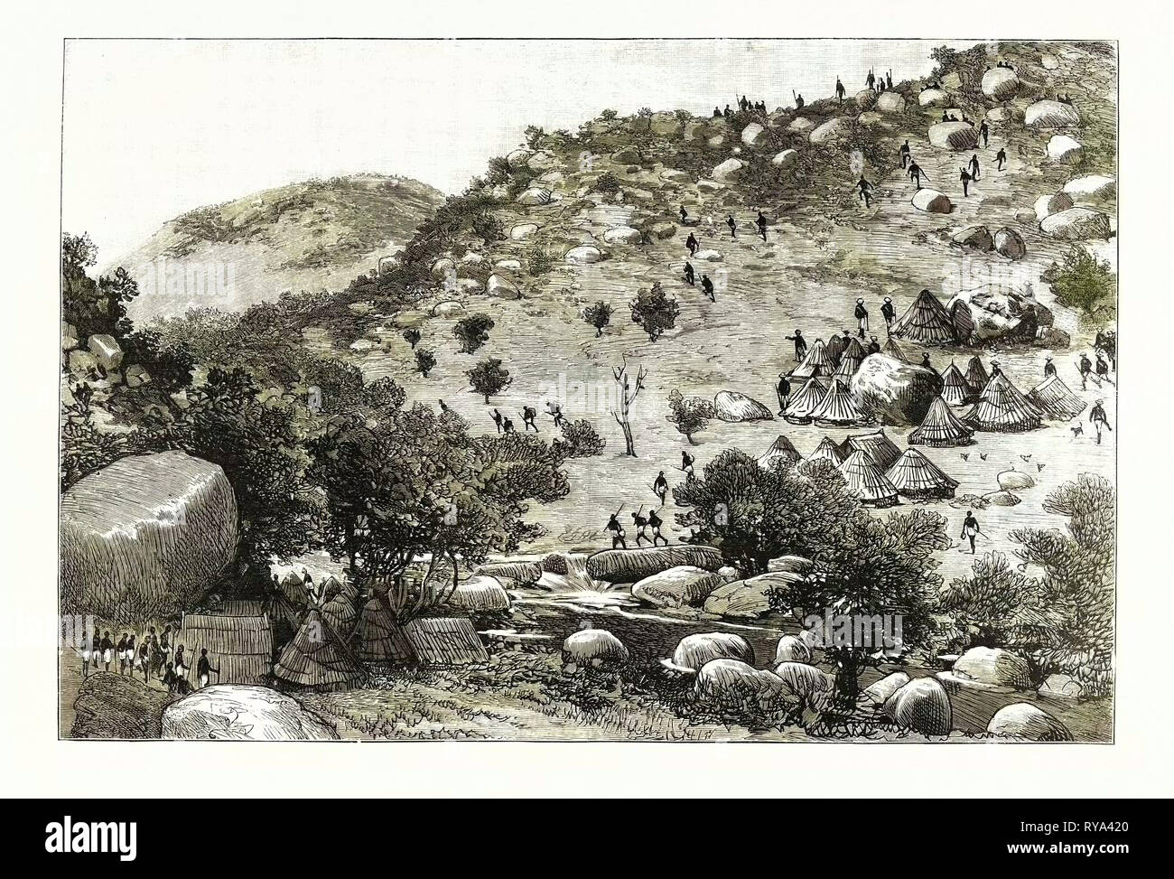 The Collision Between English and Portuguese in Manicaland: The Capture of the Portuguese Camp in the Valley below Umtasa's Kraal by the British South Africa Co.'s Police Stock Photo