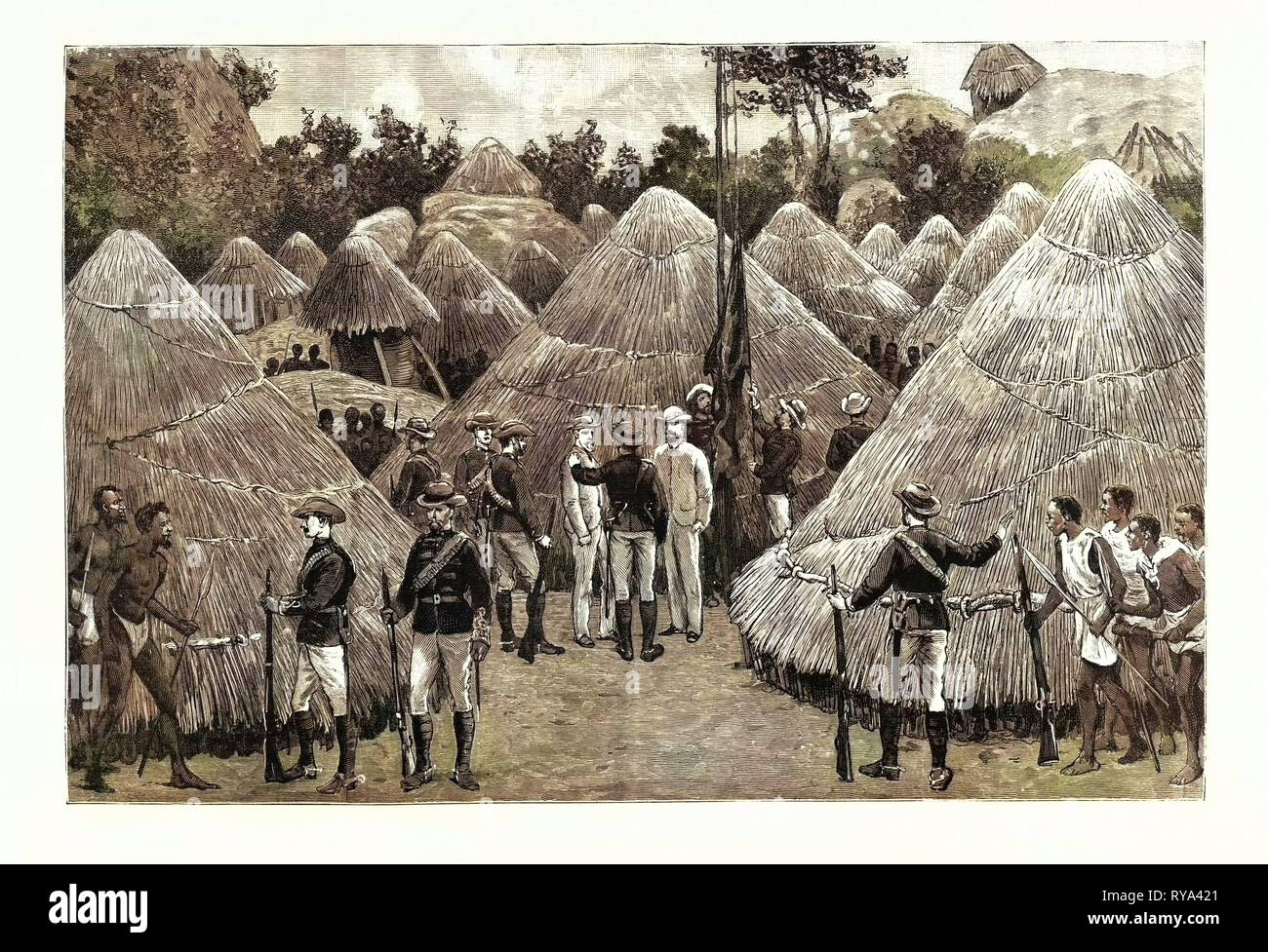 The Collision Between English and Portuguese in Manicaland: Major Forbes and Ten Troopers Arresting Th Portuguese Colonel Paiva D'Andrade and Capitan Gouveia Stock Photo