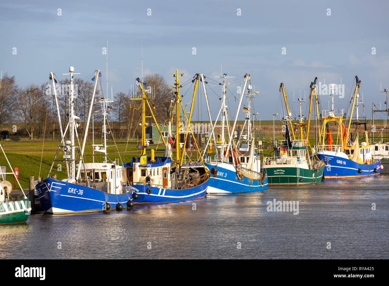 The fishing port of Greetsiel, Ostfriesland, Lower Saxony, trawler