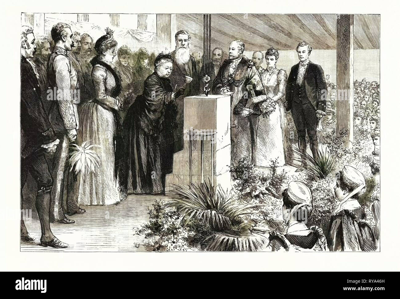 Her Majesty Laying the Foundation Stone of the Royal Derby Infirmary: I Declare This Stone Well and Truly Laid UK Stock Photo