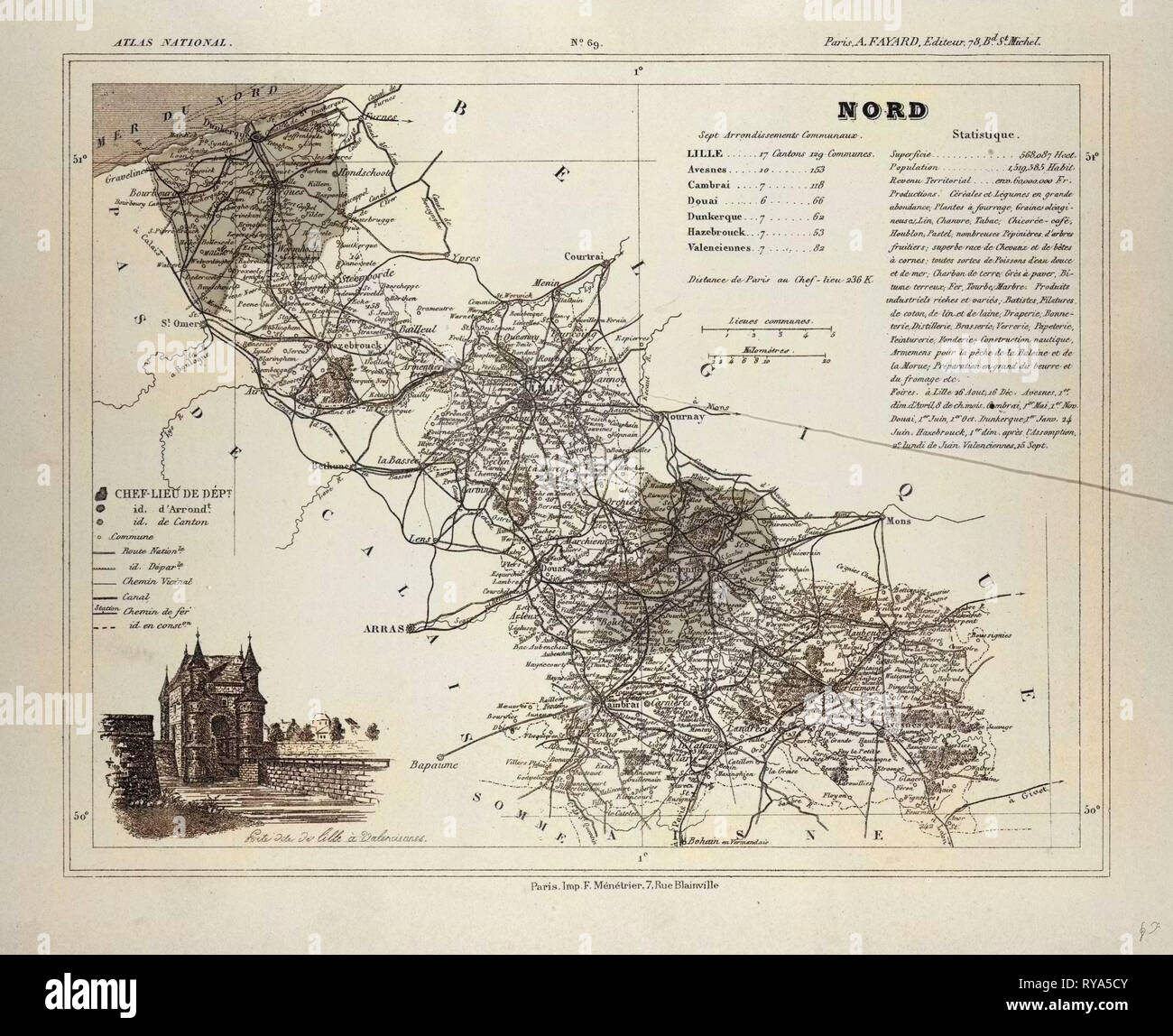 Map of the North of France with landmarks