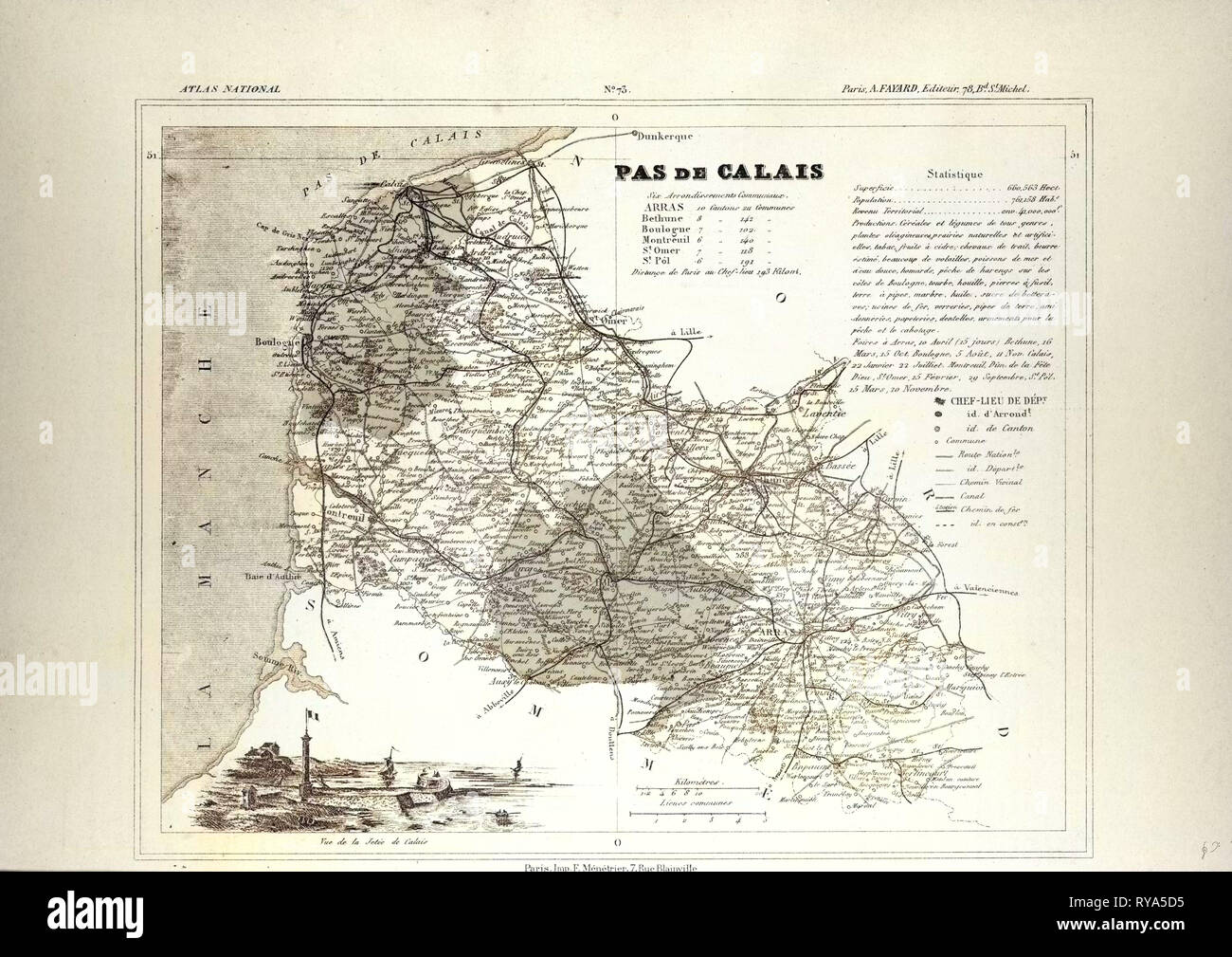 Map of Pas De Calais France Stock Photo