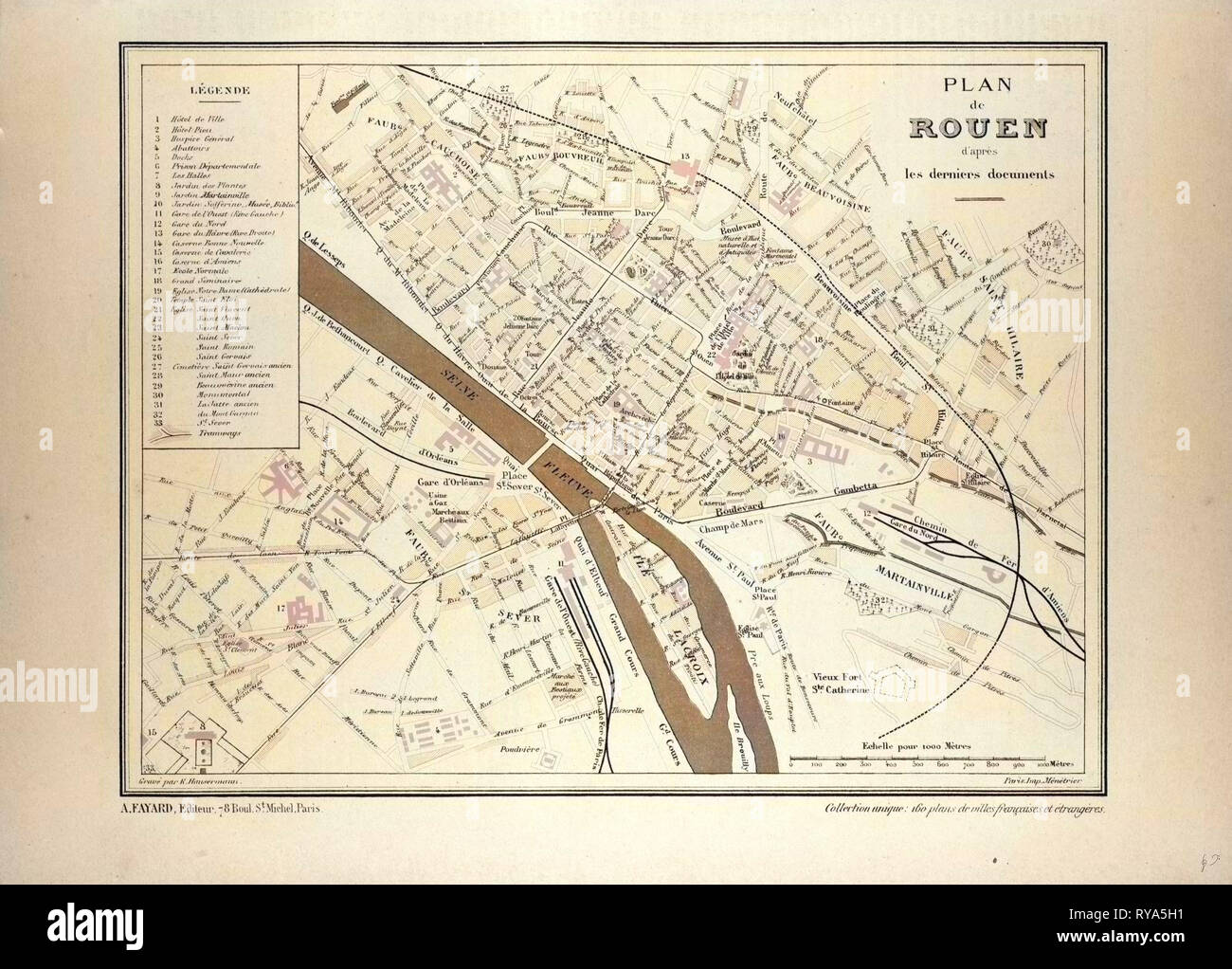 Map of Rouen France Stock Photo