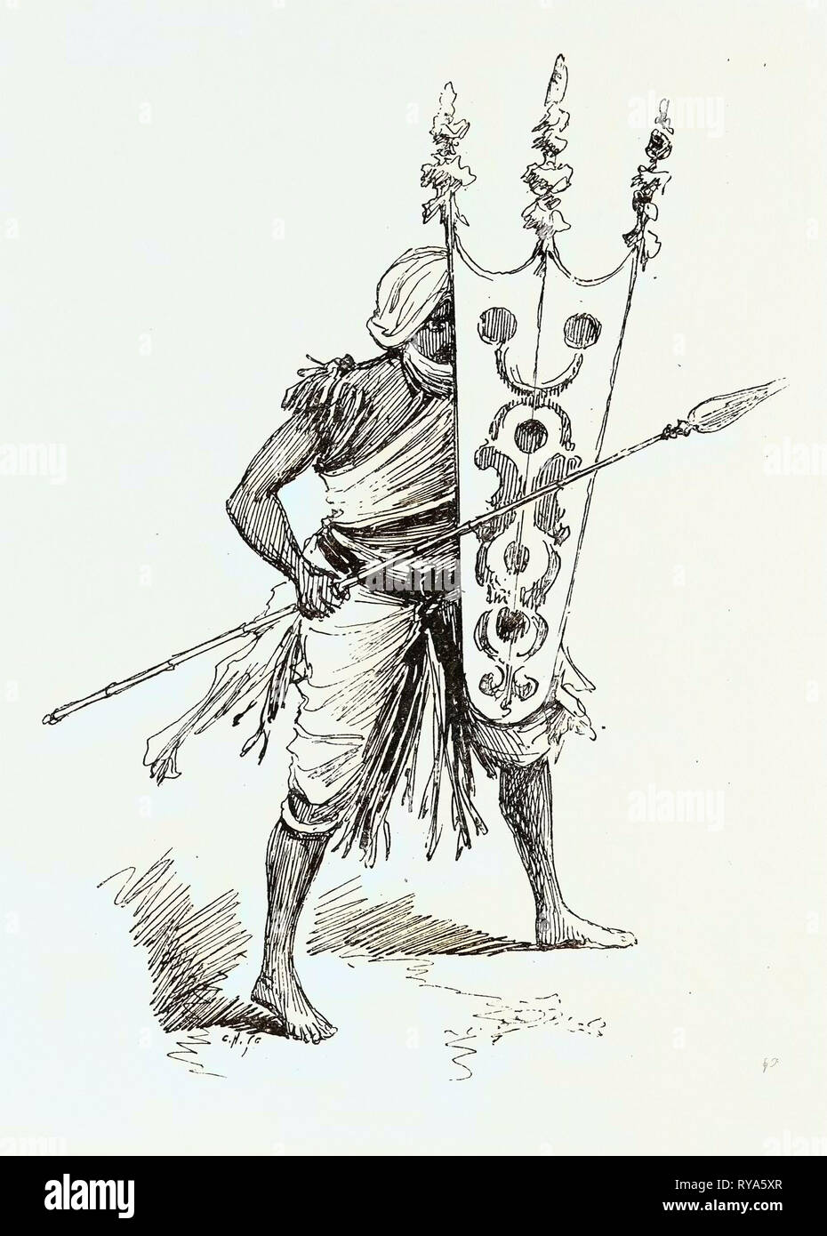 The Military Disaster in Manipore on the Southern Frontier of Assam British Indian Empire: A Manipore Warrior Fighting Stock Photo