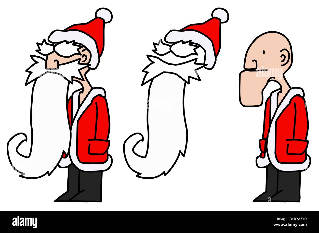 Santa Claus fake beard joke cartoon humorous, vector, horizontal, over white, isolated Stock Vector