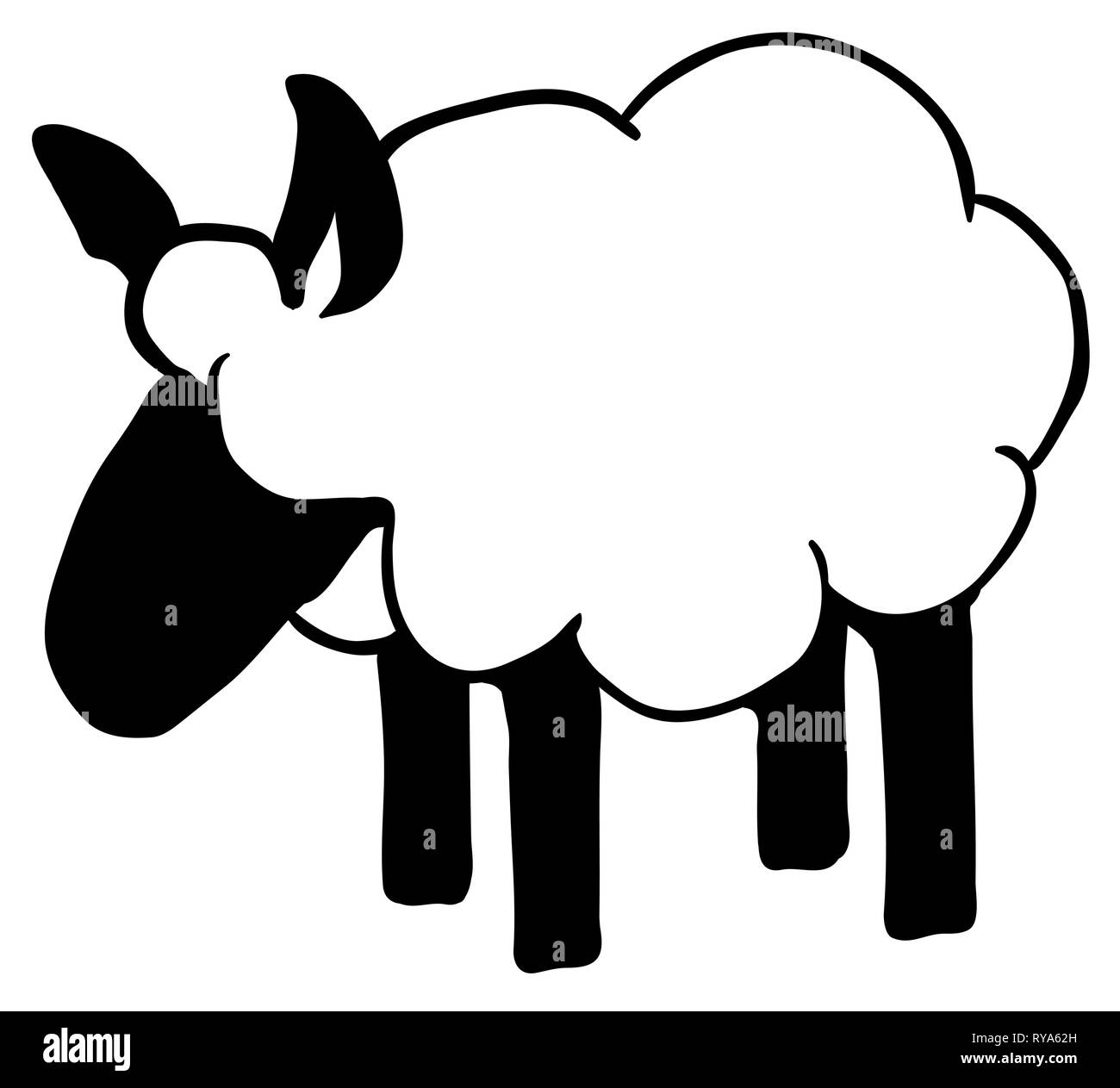 Sheep standing stencil black, vector illustration, horizontal, isolated Stock Vector