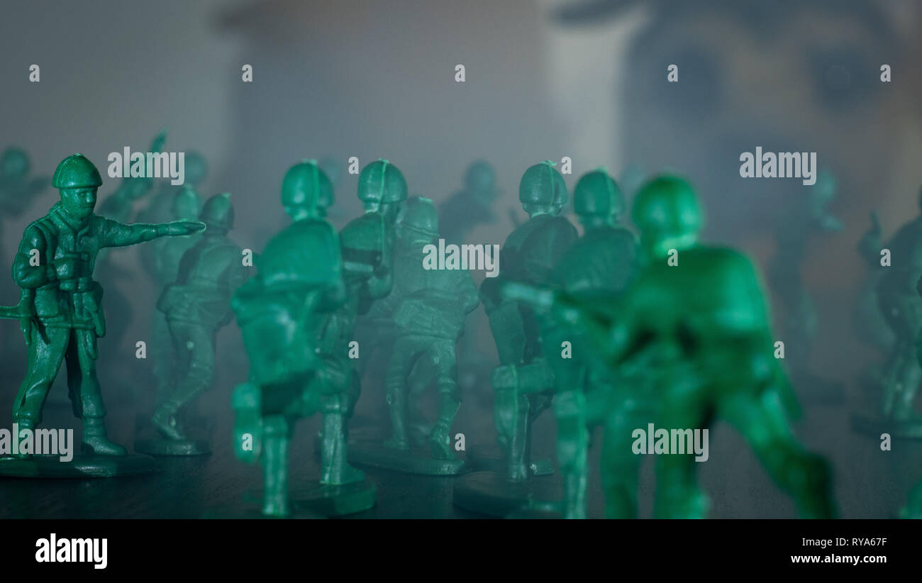 Toy Soldiers Advance Stock Photo