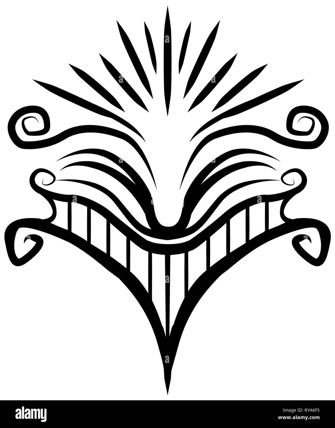 Big smile face mask stylized decorative stencil black, vector ...
