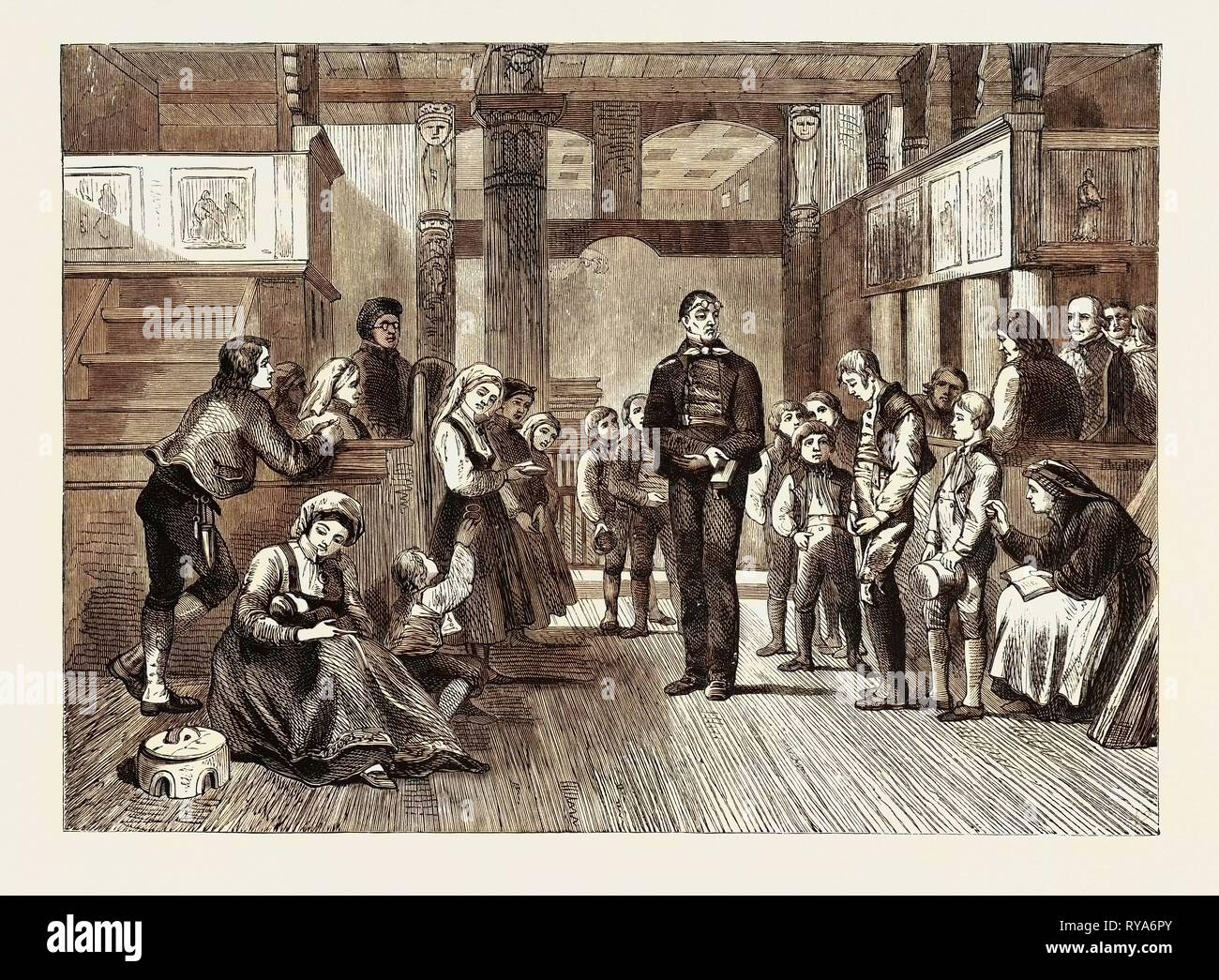 The Schoolmaster Catechising in Hitterdal Church Stock Photo Alamy