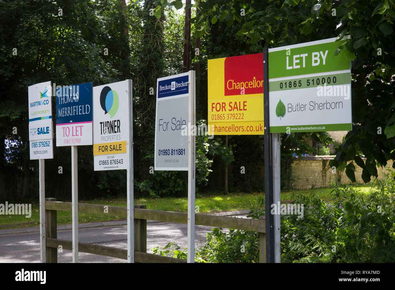 Estate agent signs,Oxfordshire,England Stock Photo