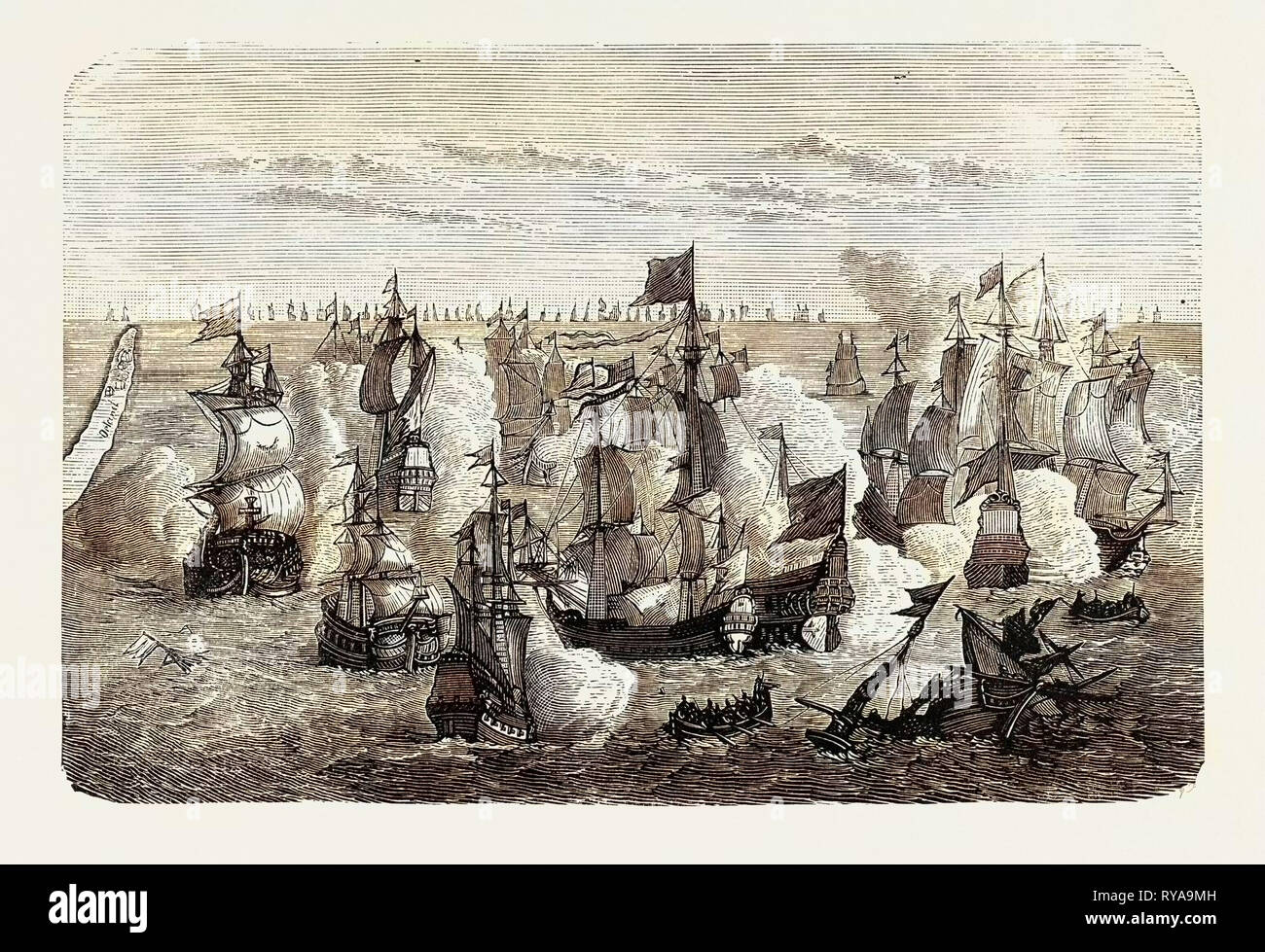 Warships of the Commencement of the 15th Century Stock Photo