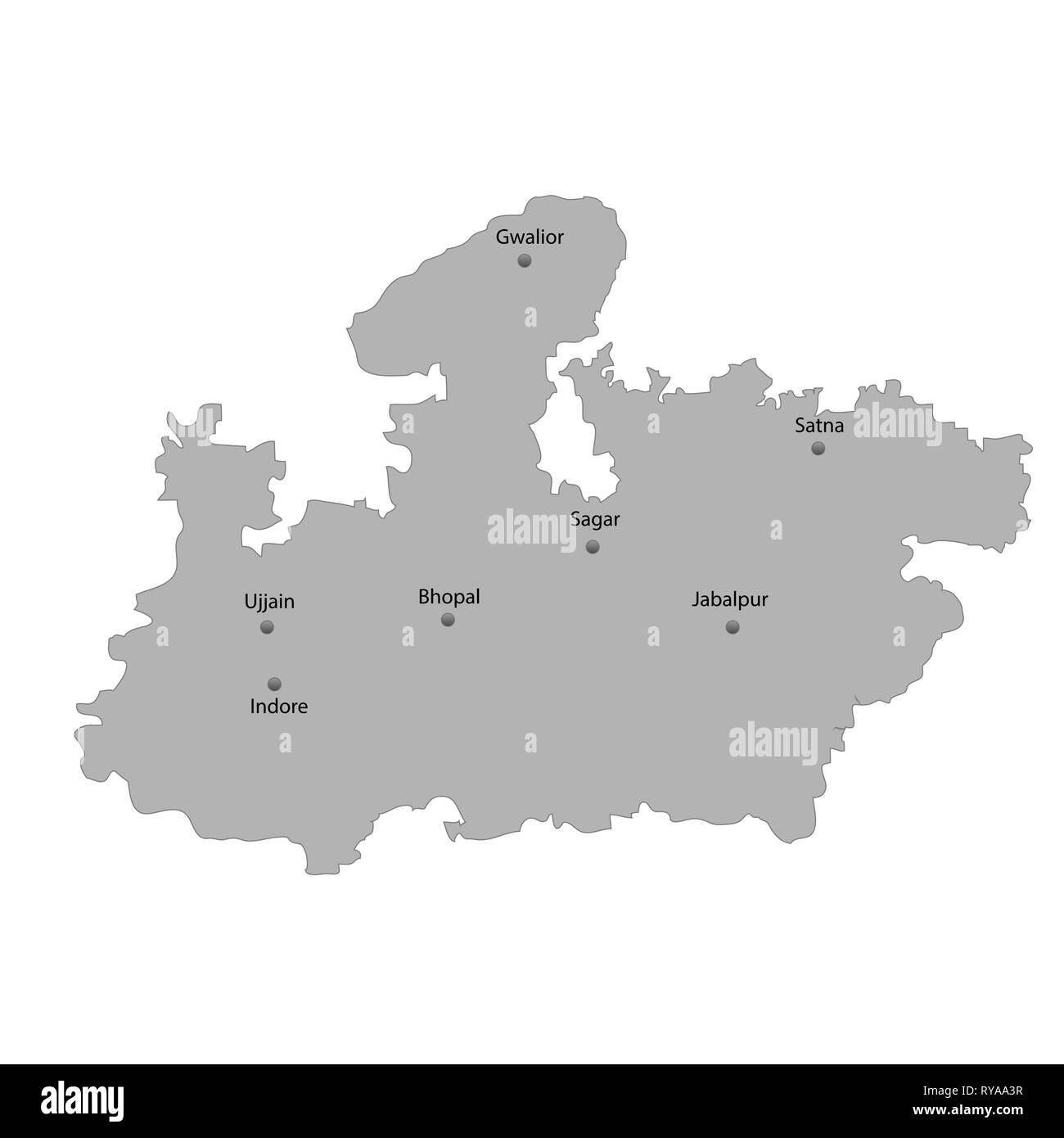 Gwalior In Mp Map High Quality Map Of Madhya Pradesh Is A State Of India. With Main Cities  Location Stock Vector Image & Art - Alamy