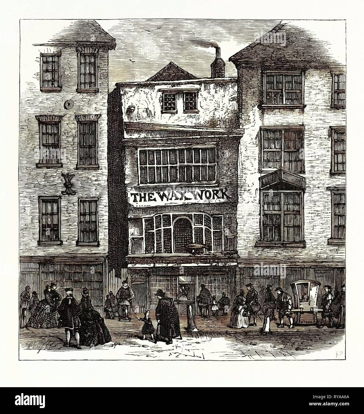 Mrs. Salmon's Waxwork Fleet Street: Palace of Henry VIII. And Cardinal Wolsey London Stock Photo