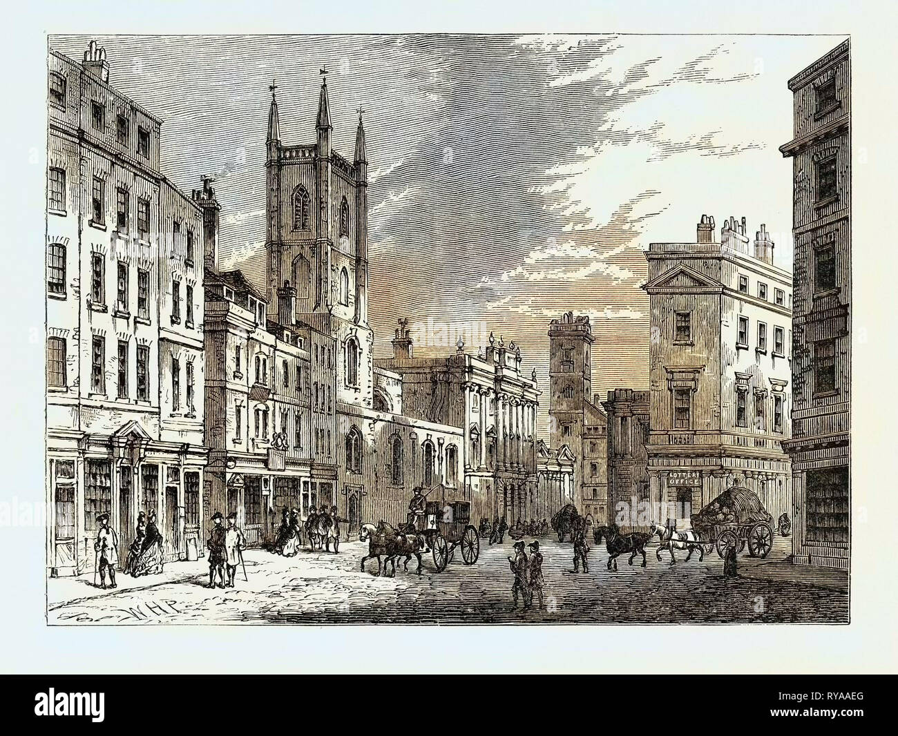 The Old Bank Looking from the Mansion House 1730 London Stock Photo
