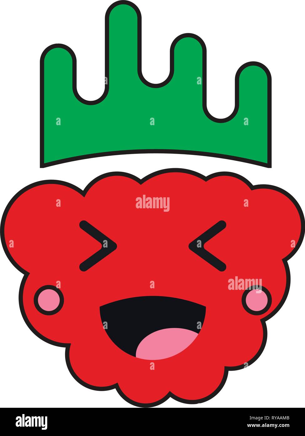 Happy laughing raspberry vector design in childish kawaii style ...