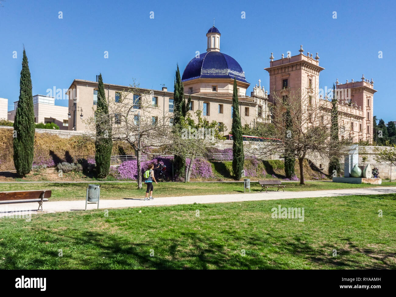 Valencia Museo de Bellas Artes Valencia fine arts museum, view from Turia Park, Spain Valencia museum building Stock Photo